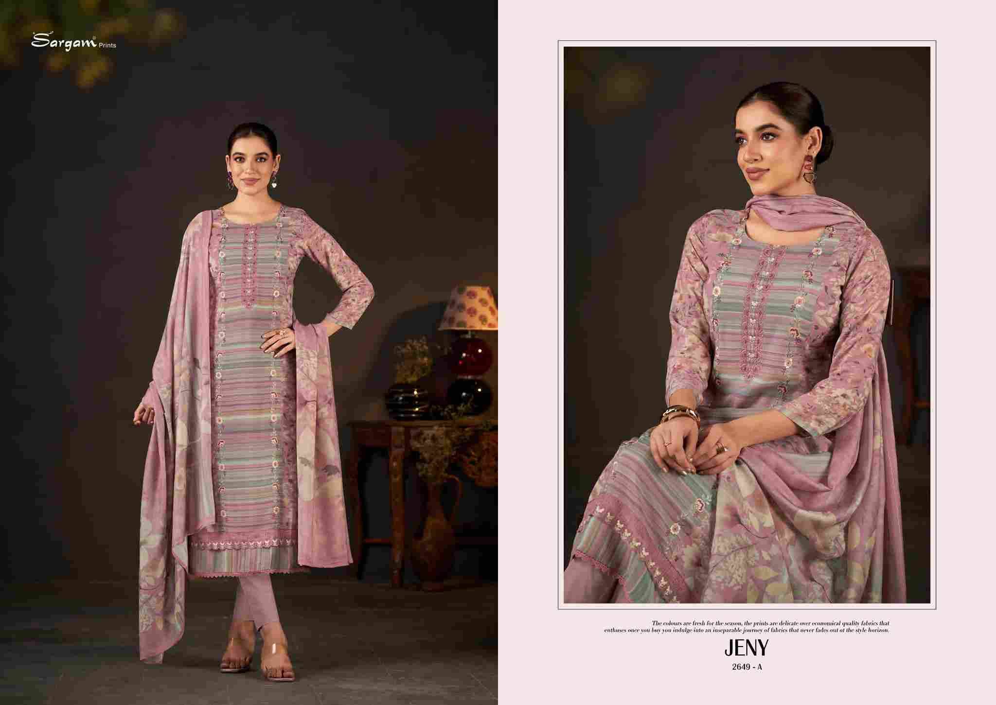 Jeny By Sargam Prints 2649-A To 2649-D Series Beautiful Festive Suits Colorful Stylish Fancy Casual Wear & Ethnic Wear Pure Viscose Muslin Dresses At Wholesale Price