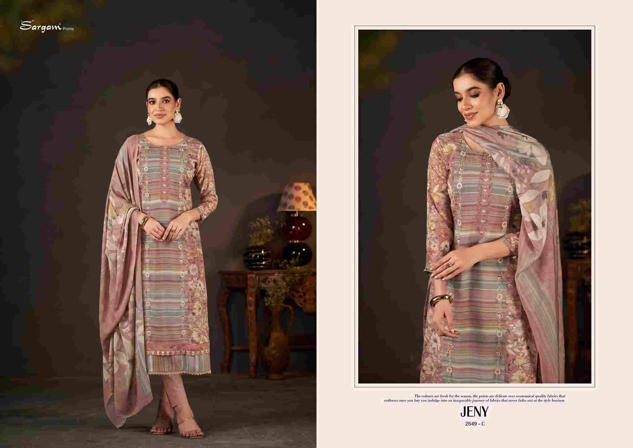 Jeny By Sargam Prints 2649-A To 2649-D Series Beautiful Festive Suits Colorful Stylish Fancy Casual Wear & Ethnic Wear Pure Viscose Muslin Dresses At Wholesale Price