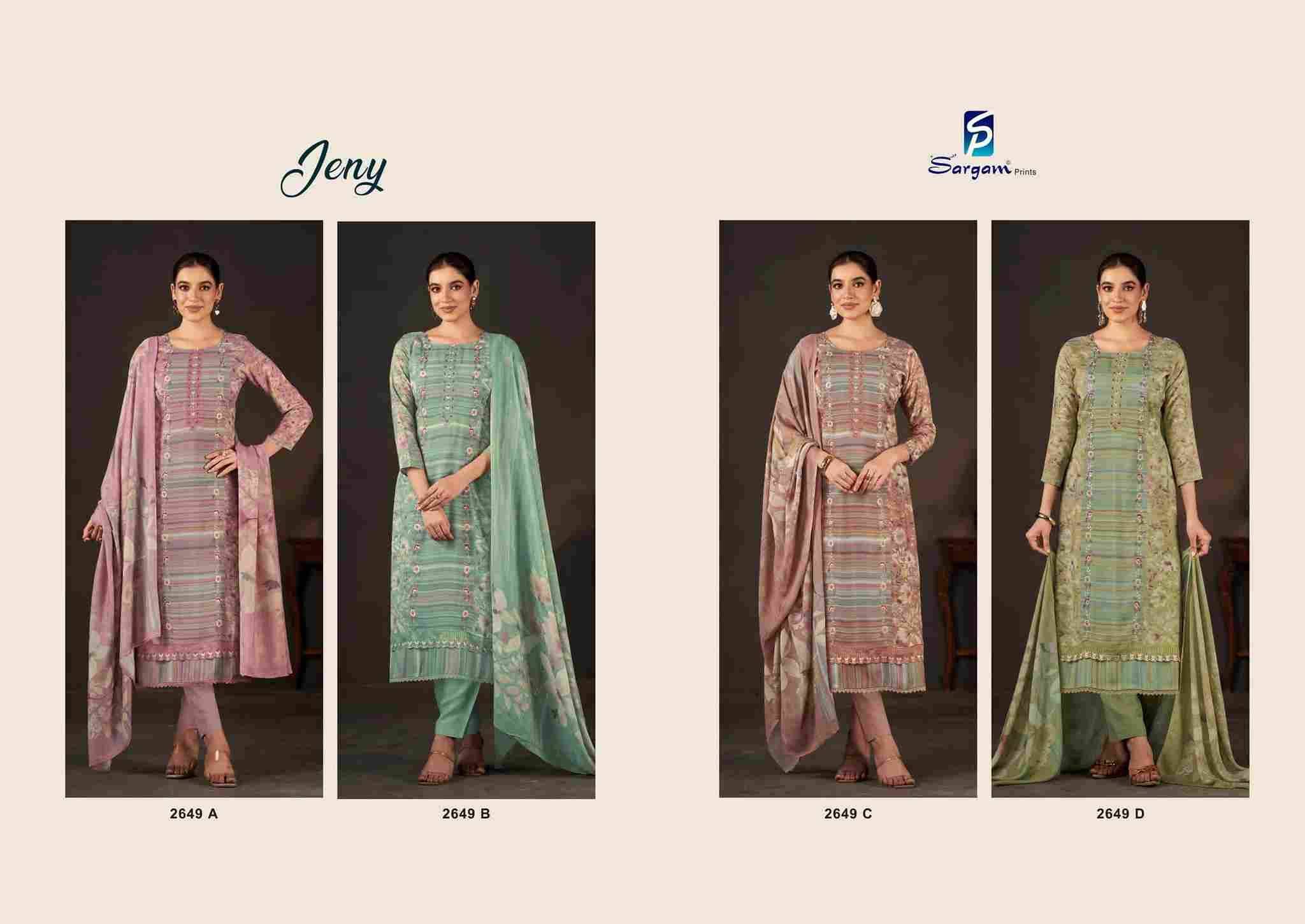 Jeny By Sargam Prints 2649-A To 2649-D Series Beautiful Festive Suits Colorful Stylish Fancy Casual Wear & Ethnic Wear Pure Viscose Muslin Dresses At Wholesale Price
