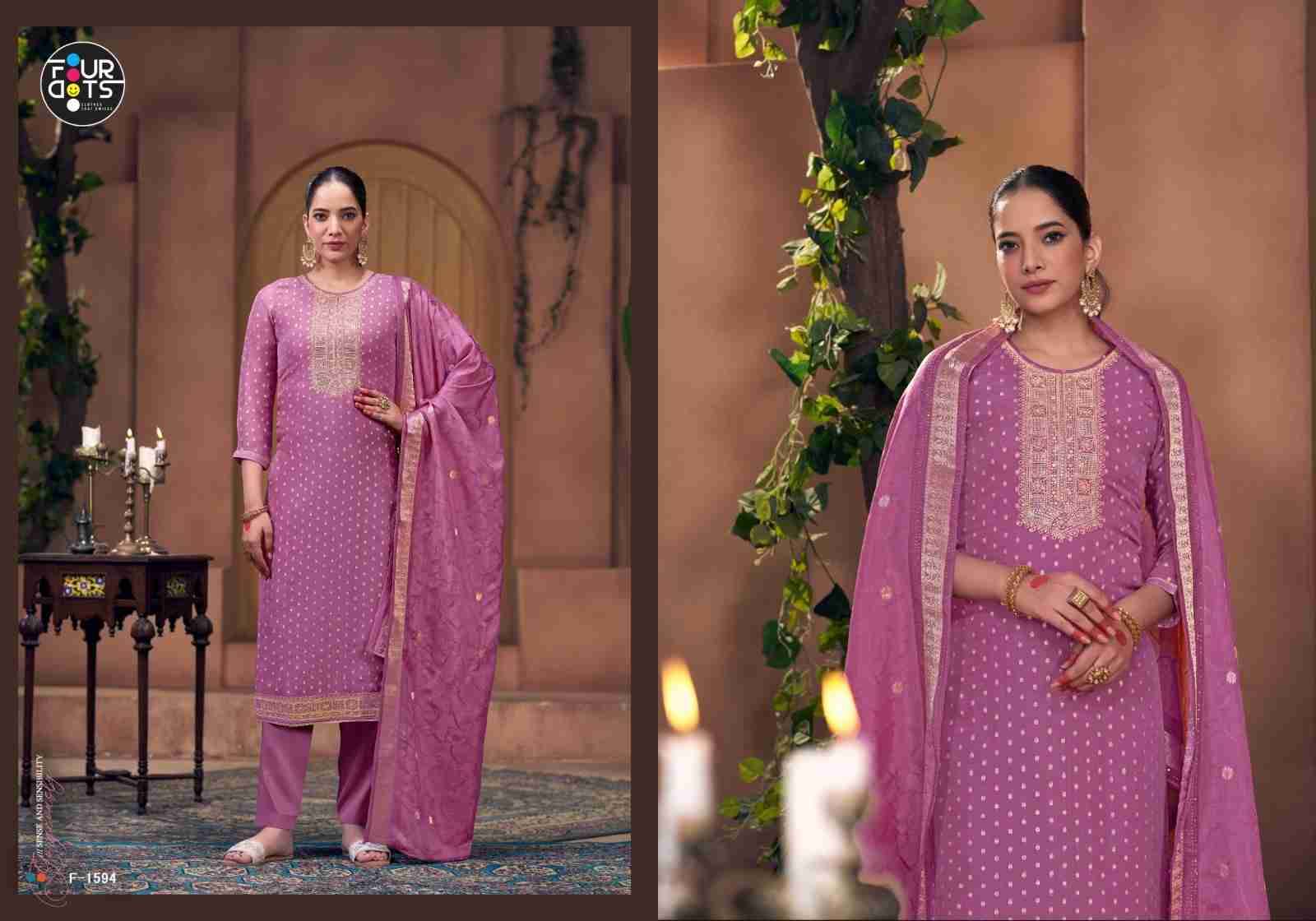 Amrapali Vol-2 By Four Dots 1591 To 1594 Series Beautiful Stylish Festive Suits Fancy Colorful Casual Wear & Ethnic Wear & Ready To Wear Viscose Organza Jacquard Dresses At Wholesale Price