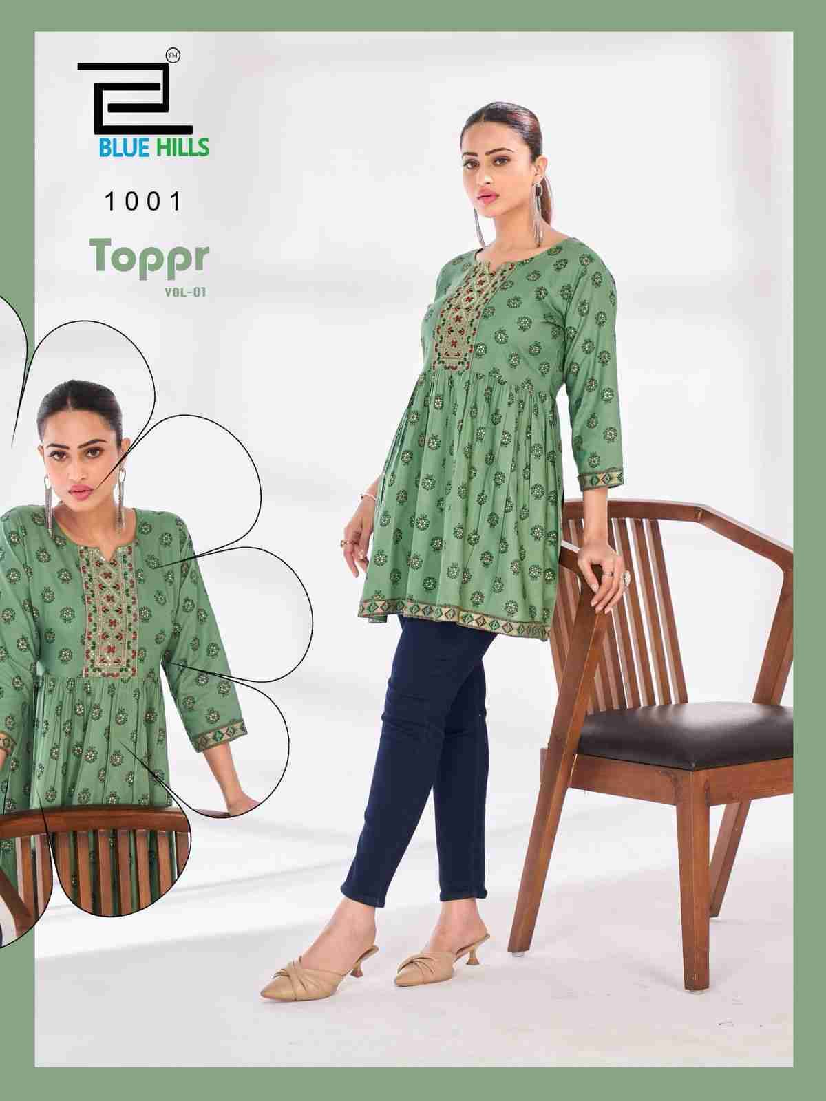 Toppr Vol-1 By Blue Hills 1001 To 1010 Series Designer Stylish Fancy Colorful Beautiful Party Wear & Ethnic Wear Collection Rayon Tops At Wholesale Price