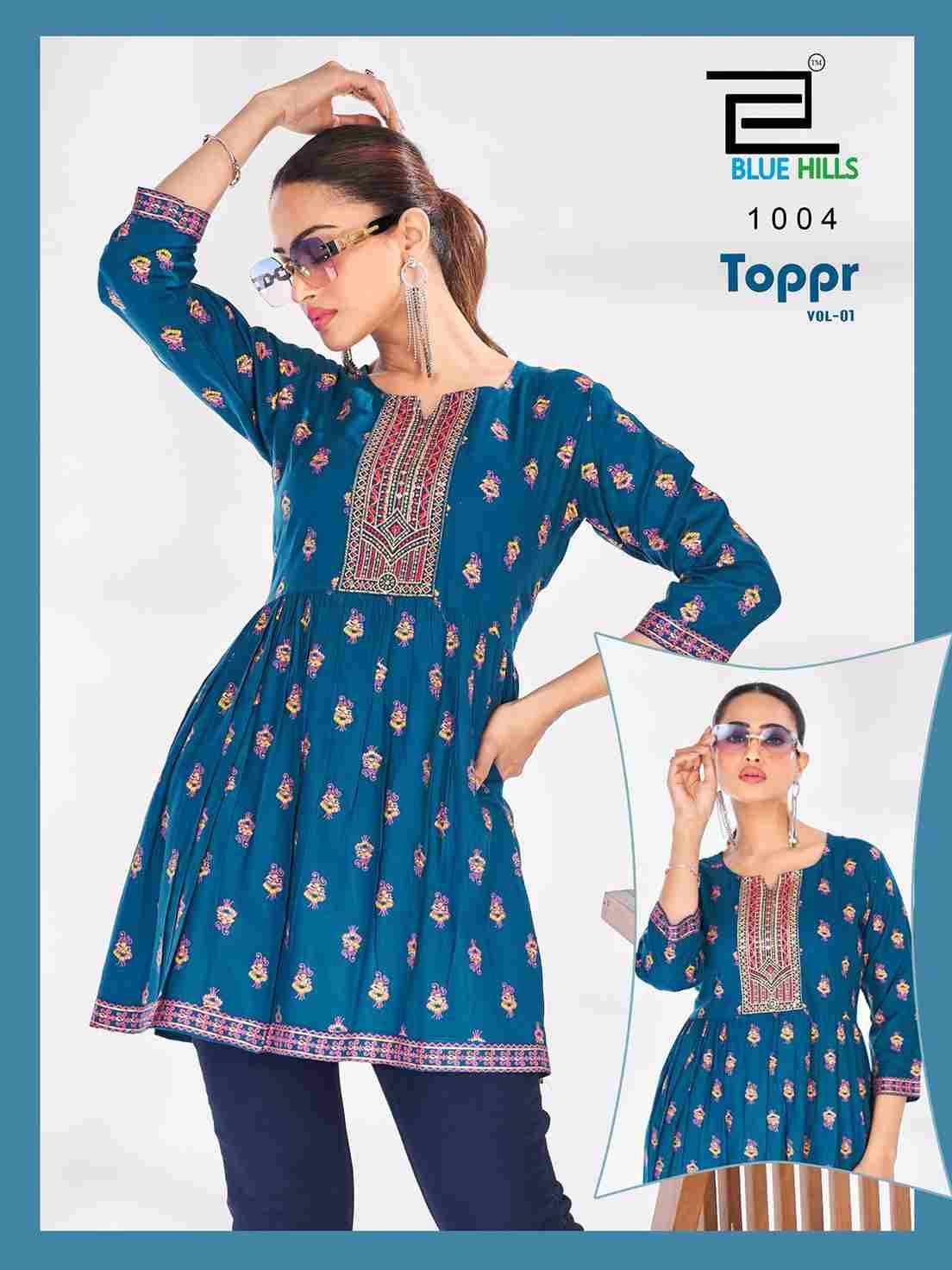 Toppr Vol-1 By Blue Hills 1001 To 1010 Series Designer Stylish Fancy Colorful Beautiful Party Wear & Ethnic Wear Collection Rayon Tops At Wholesale Price