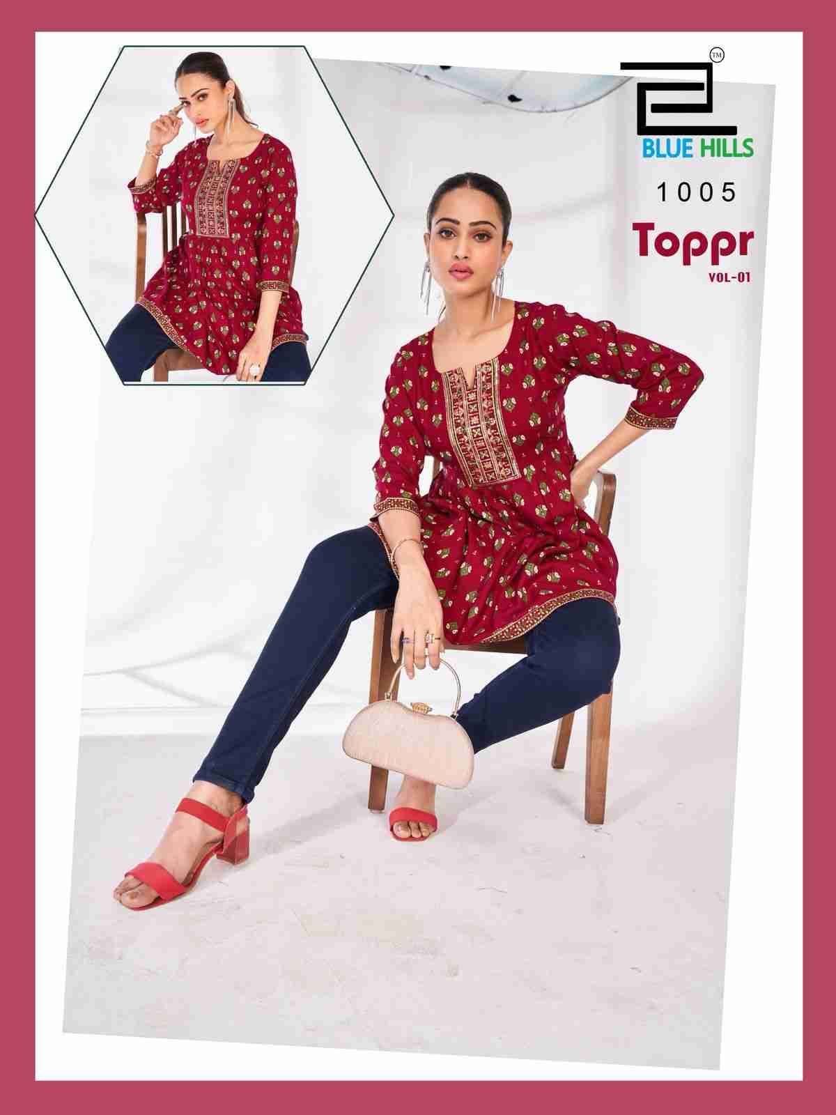 Toppr Vol-1 By Blue Hills 1001 To 1010 Series Designer Stylish Fancy Colorful Beautiful Party Wear & Ethnic Wear Collection Rayon Tops At Wholesale Price