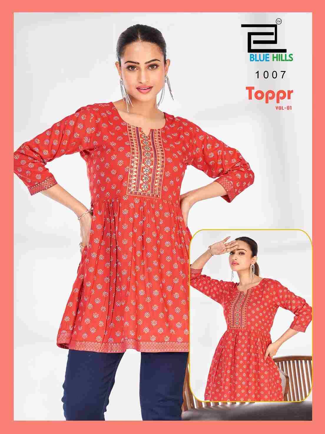 Toppr Vol-1 By Blue Hills 1001 To 1010 Series Designer Stylish Fancy Colorful Beautiful Party Wear & Ethnic Wear Collection Rayon Tops At Wholesale Price