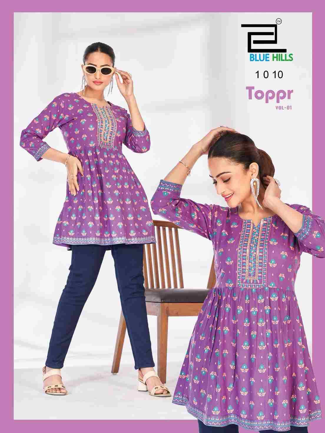 Toppr Vol-1 By Blue Hills 1001 To 1010 Series Designer Stylish Fancy Colorful Beautiful Party Wear & Ethnic Wear Collection Rayon Tops At Wholesale Price