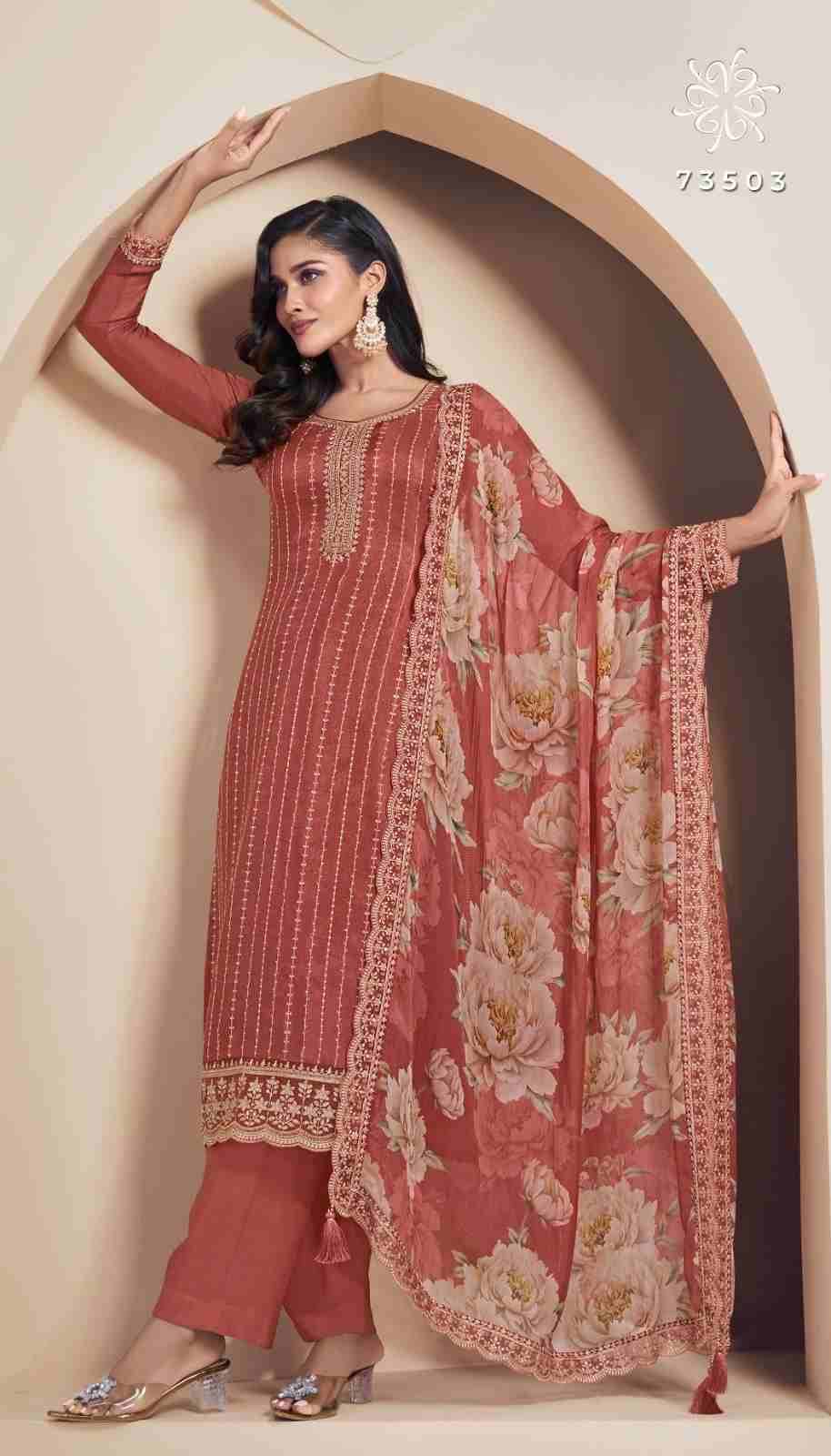 Dia By Vinay Fashion 73501 To 73505 Series Designer Festive Suits Collection Beautiful Stylish Fancy Colorful Party Wear & Occasional Wear Silk Embroidered Dresses At Wholesale Price