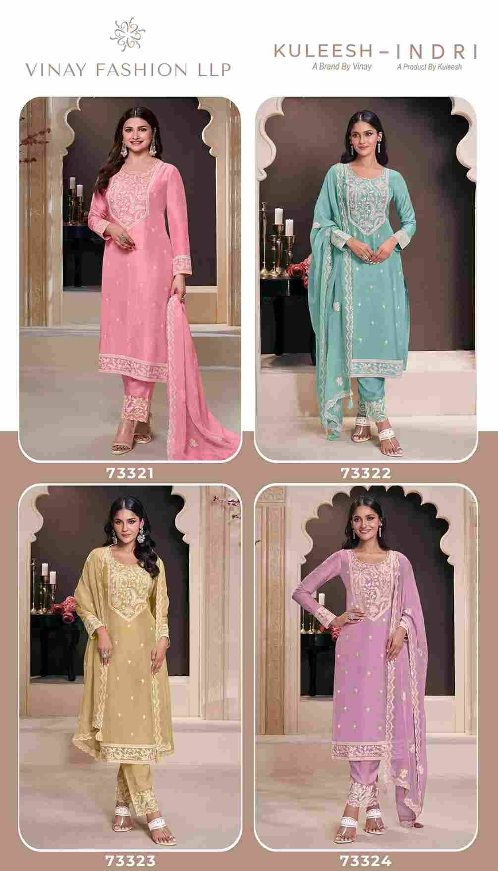 Indri By Kuleesh 73321 To 73324 Series Designer Festive Suits Collection Beautiful Stylish Fancy Colorful Party Wear & Occasional Wear Silk Dresses At Wholesale Price