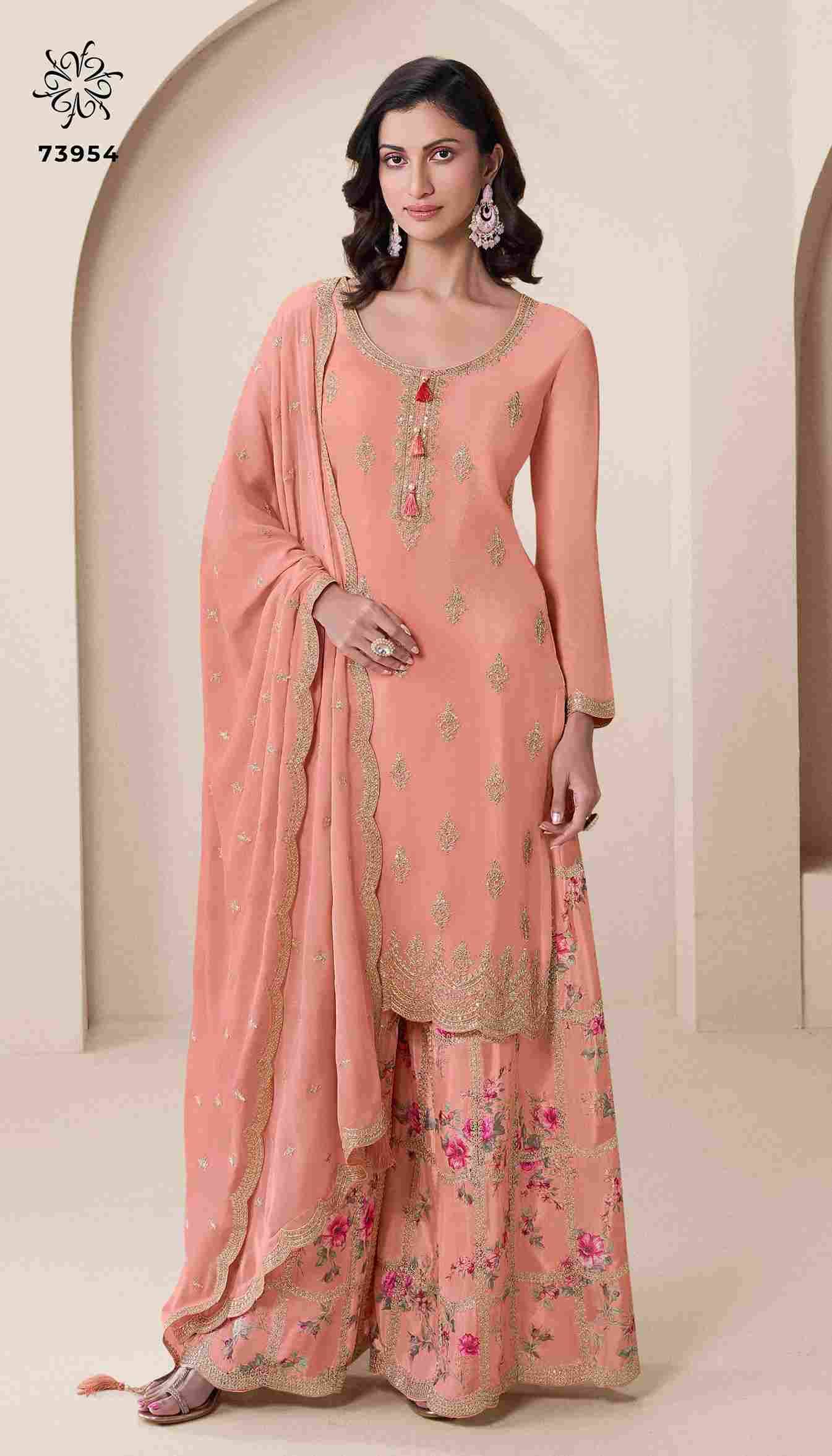 Aakriti By Kuleesh 73951 To 73954 Series Designer Sharara Suits Collection Beautiful Stylish Fancy Colorful Party Wear & Occasional Wear Chinnon Dresses At Wholesale Price