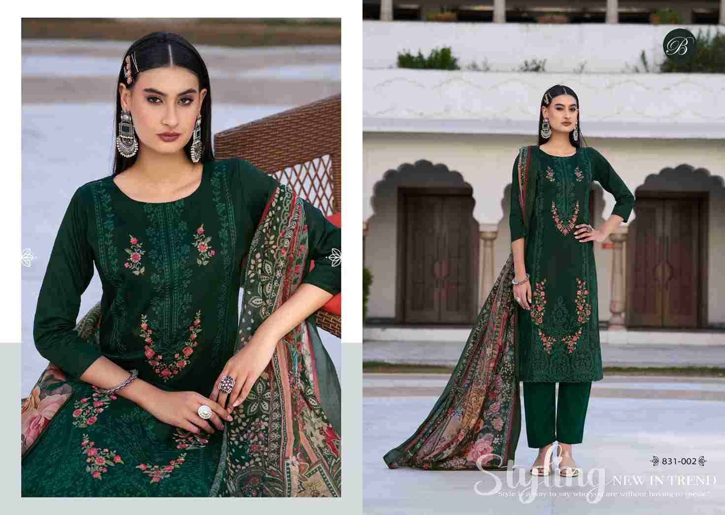 Zarqash Vol-4 By Belliza 831-001 To 831-006 Series Beautiful Festive Suits Stylish Fancy Colorful Casual Wear & Ethnic Wear Pure Jam Print Dresses At Wholesale Price