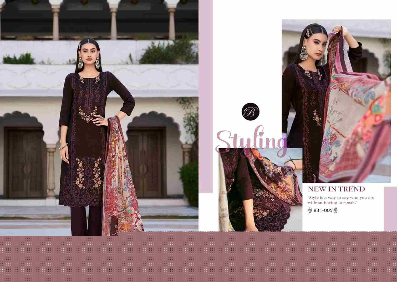 Zarqash Vol-4 By Belliza 831-001 To 831-006 Series Beautiful Festive Suits Stylish Fancy Colorful Casual Wear & Ethnic Wear Pure Jam Print Dresses At Wholesale Price