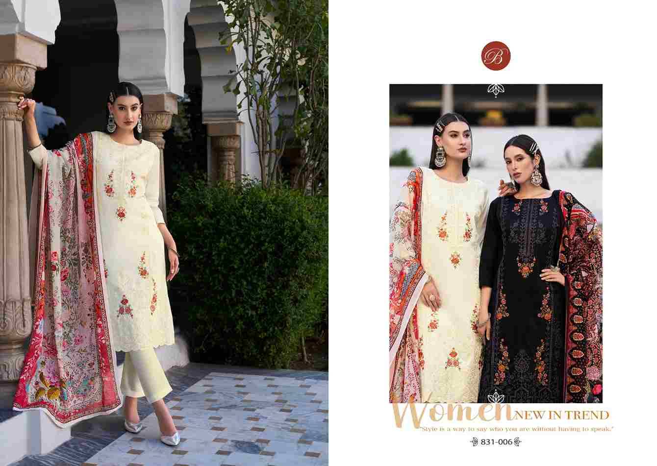 Zarqash Vol-4 By Belliza 831-001 To 831-006 Series Beautiful Festive Suits Stylish Fancy Colorful Casual Wear & Ethnic Wear Pure Jam Print Dresses At Wholesale Price