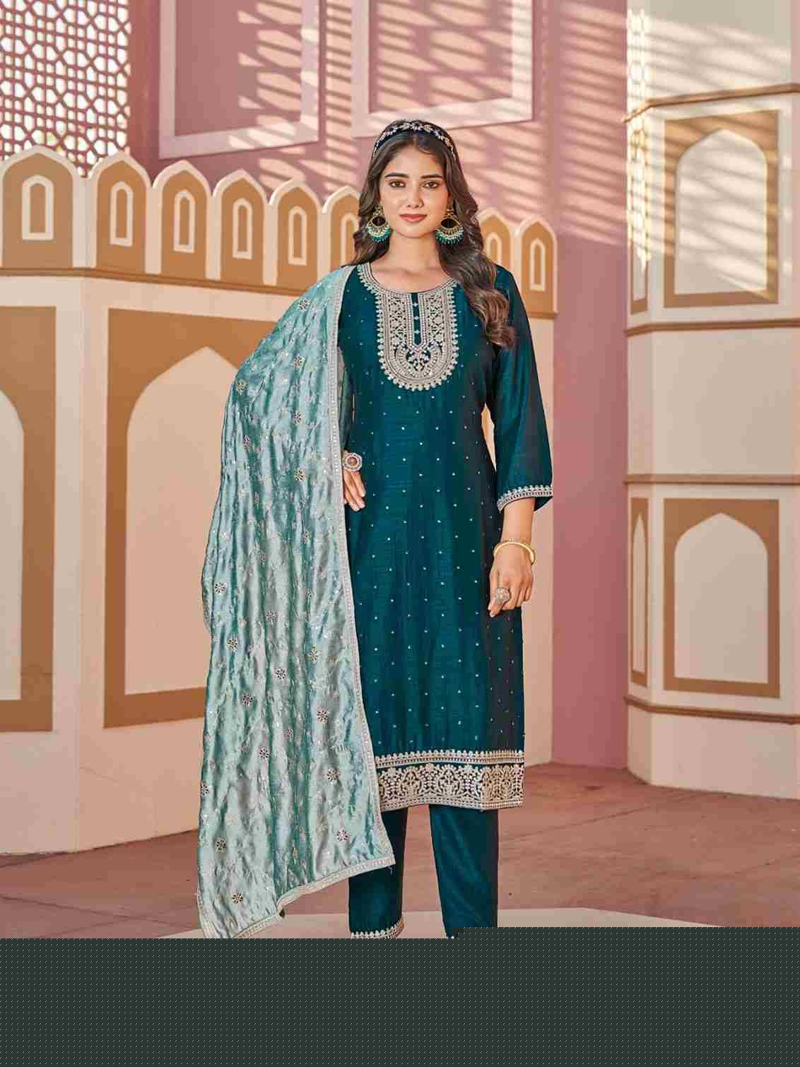 Reva By Aanchi 101 To 104 Series Designer Festive Suits Beautiful Stylish Fancy Colorful Party Wear & Occasional Wear Vichitra Silk Dresses At Wholesale Price