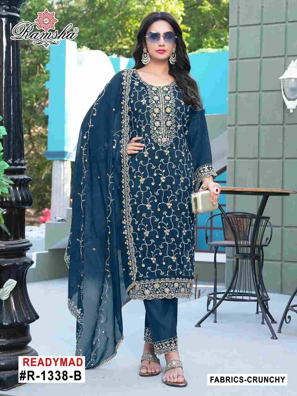 Ramsha 1338 Colours By Ramsha 1338-A To 1338-D Series Beautiful Pakistani Suits Colorful Stylish Fancy Casual Wear & Ethnic Wear Cruchy Dresses At Wholesale Price