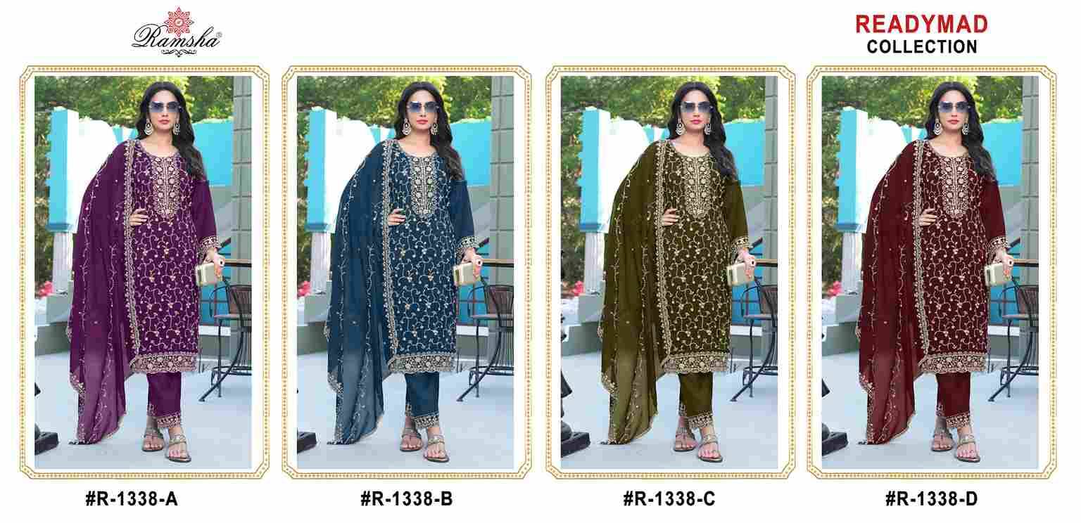 Ramsha 1338 Colours By Ramsha 1338-A To 1338-D Series Beautiful Pakistani Suits Colorful Stylish Fancy Casual Wear & Ethnic Wear Cruchy Dresses At Wholesale Price