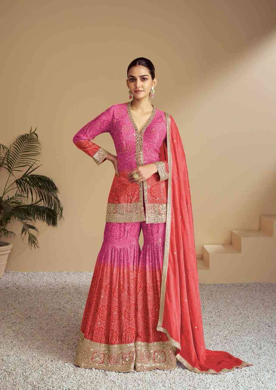 Aasma By Gulkayra Designer 7484-A To 7484-C Series Designer Sharara Suits Collection Beautiful Stylish Fancy Colorful Party Wear & Occasional Wear Chinnon Dresses At Wholesale Price