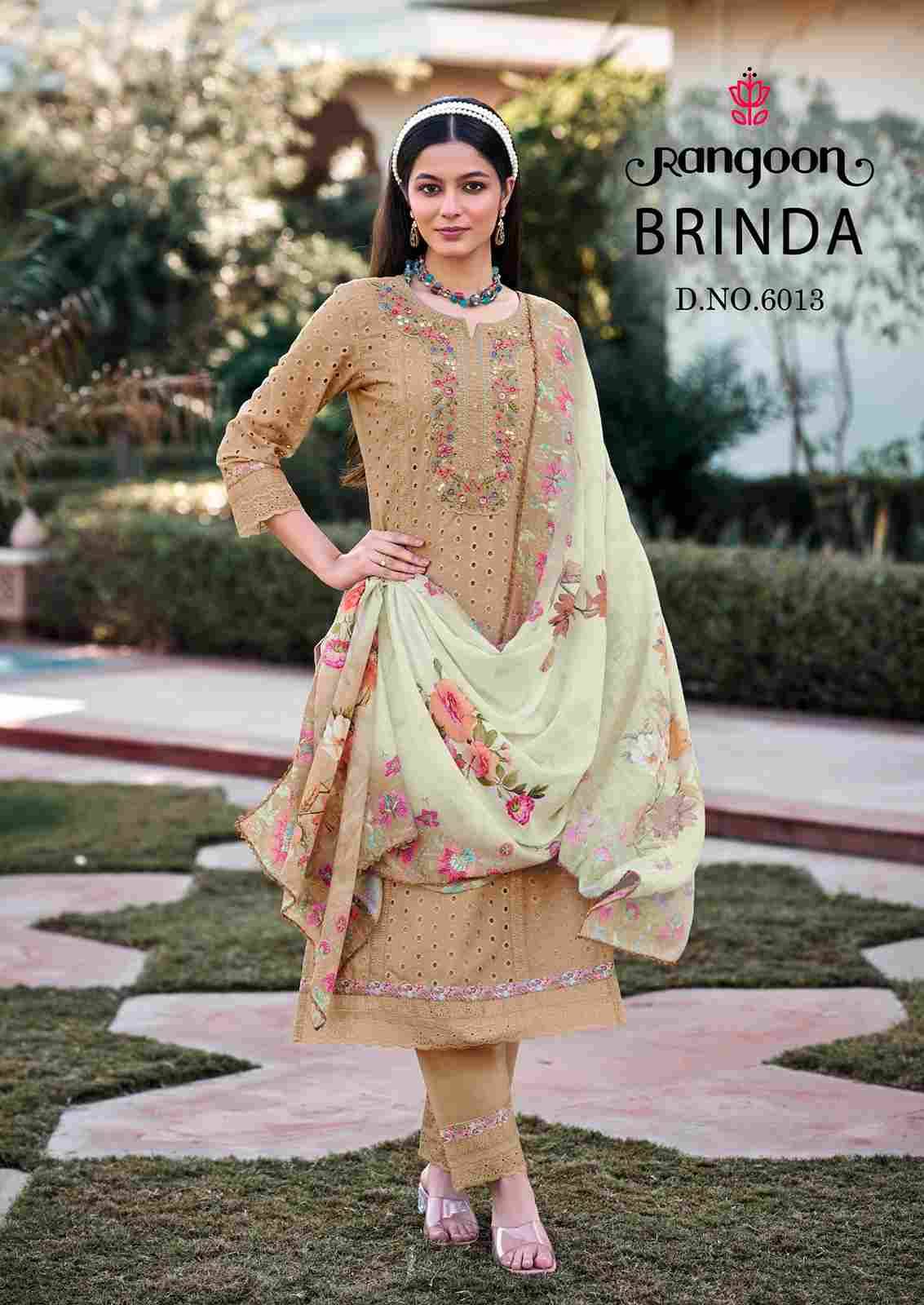 Brinda By Rangoon 6011 To 6016 Series Designer Festive Suits Beautiful Stylish Fancy Colorful Party Wear & Occasional Wear Cotton Dresses At Wholesale Price