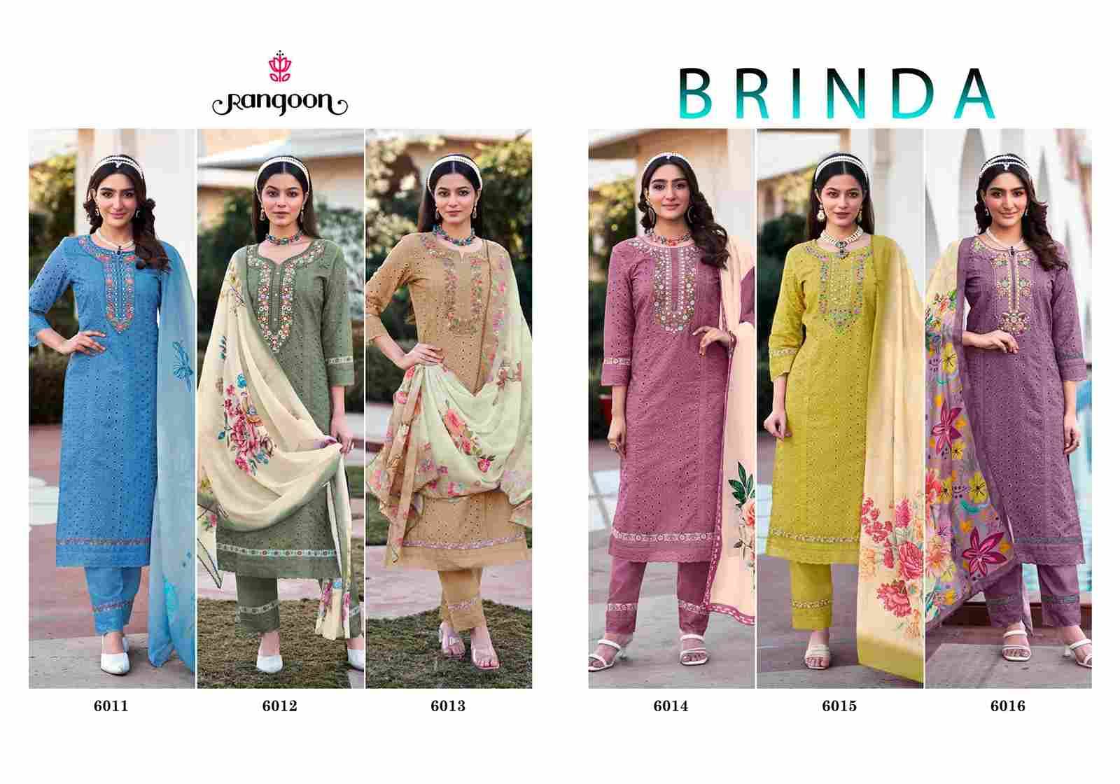 Brinda By Rangoon 6011 To 6016 Series Designer Festive Suits Beautiful Stylish Fancy Colorful Party Wear & Occasional Wear Cotton Dresses At Wholesale Price
