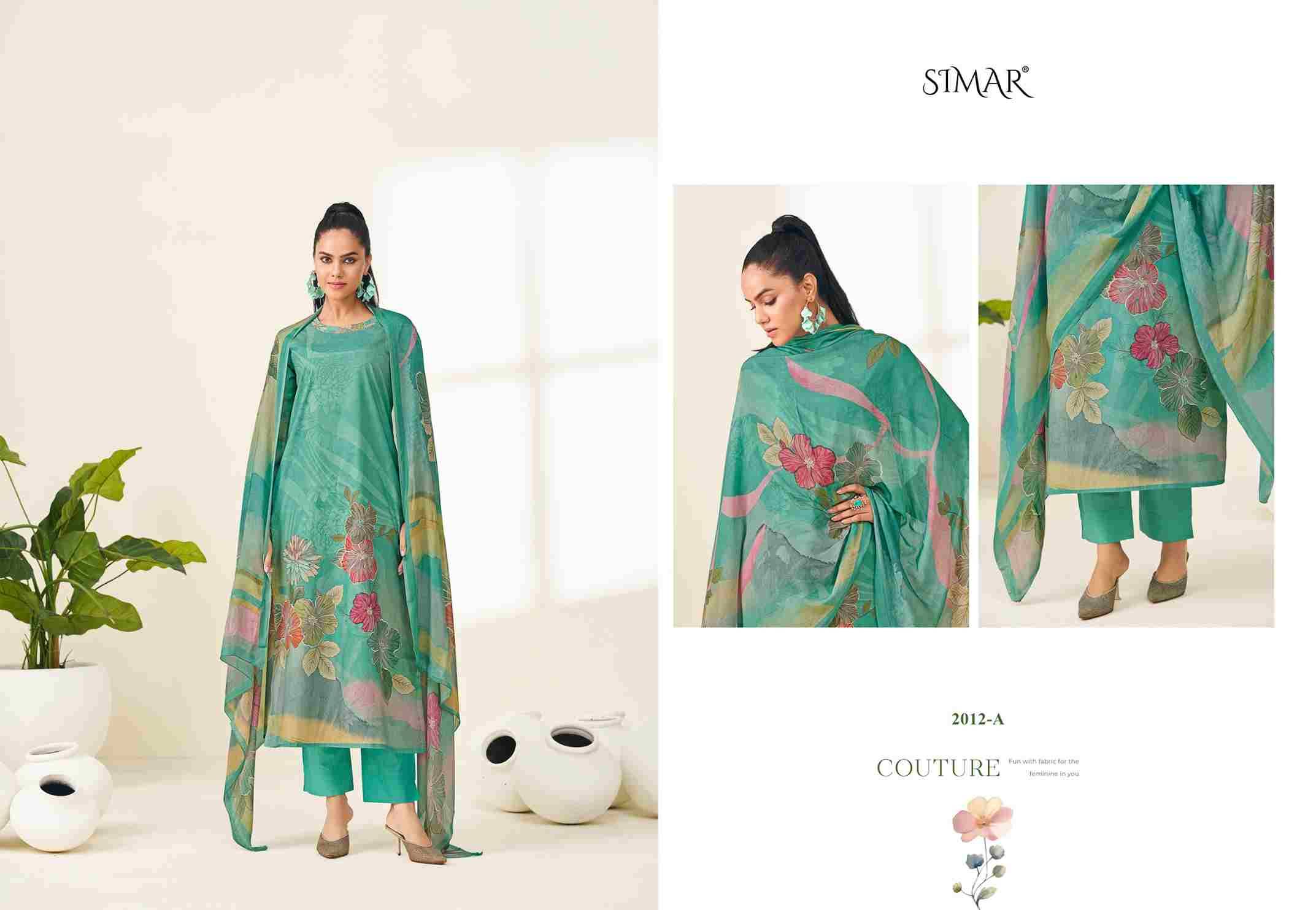 Tisya By Simar 2012-A To 2012-D Series Designer Festive Suits Beautiful Stylish Fancy Colorful Party Wear & Occasional Wear Pure Lawn Cotton Dresses At Wholesale Price