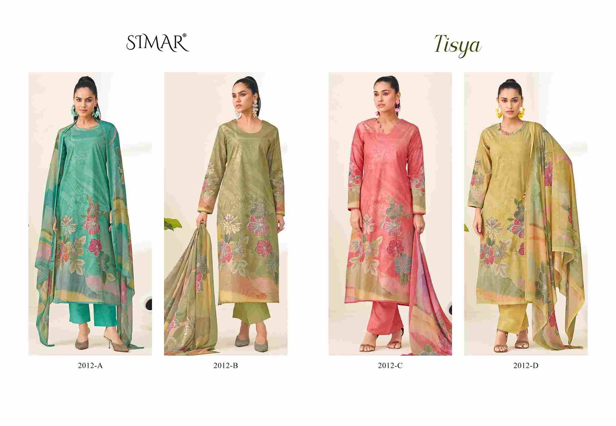 Tisya By Simar 2012-A To 2012-D Series Designer Festive Suits Beautiful Stylish Fancy Colorful Party Wear & Occasional Wear Pure Lawn Cotton Dresses At Wholesale Price