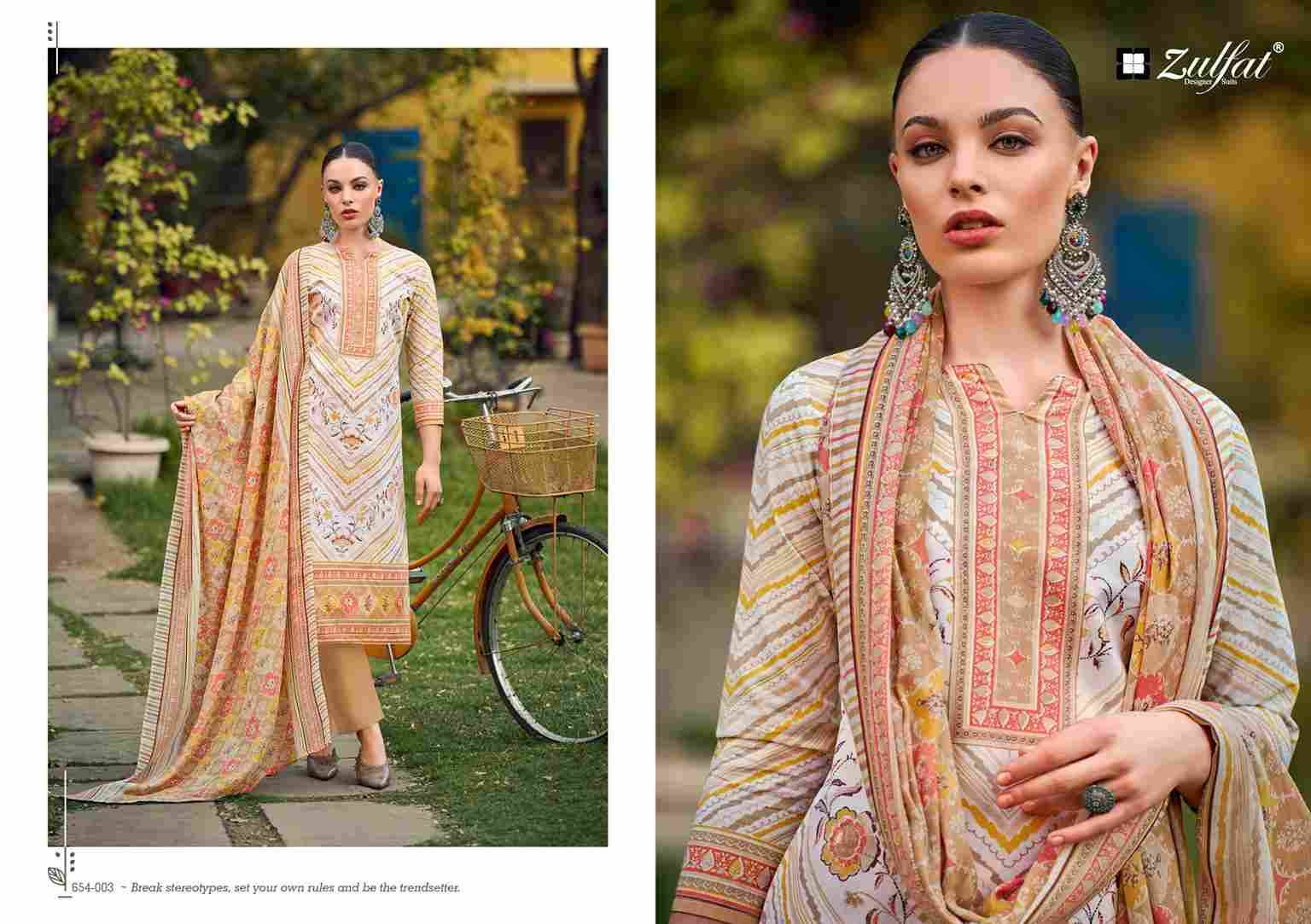 Farhana Vol-10 By Zulfat 654-001 To 654-008 Series Beautiful Festive Suits Stylish Fancy Colorful Casual Wear & Ethnic Wear Pure Cotton Print Dresses At Wholesale Price