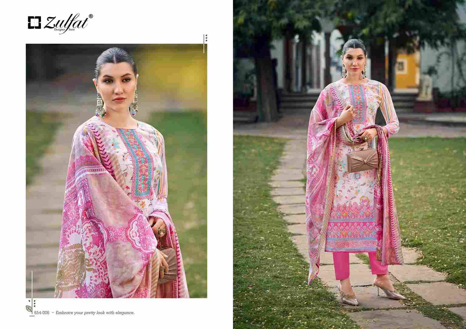 Farhana Vol-10 By Zulfat 654-001 To 654-008 Series Beautiful Festive Suits Stylish Fancy Colorful Casual Wear & Ethnic Wear Pure Cotton Print Dresses At Wholesale Price