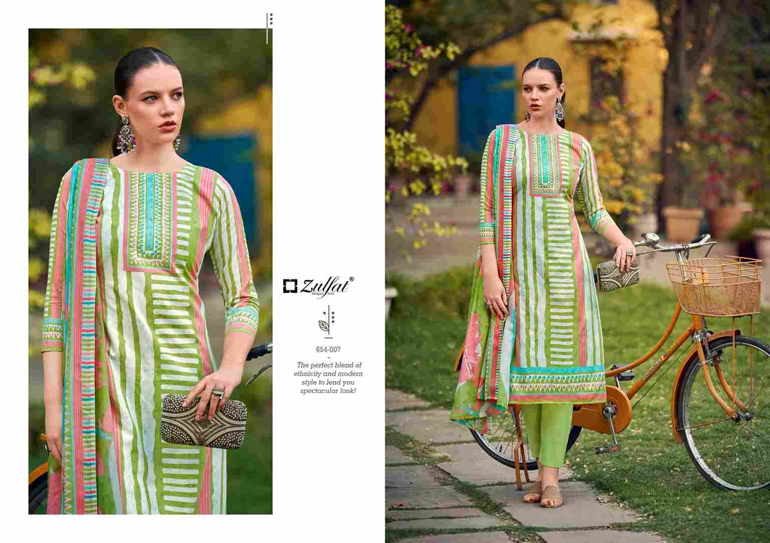 Farhana Vol-10 By Zulfat 654-001 To 654-008 Series Beautiful Festive Suits Stylish Fancy Colorful Casual Wear & Ethnic Wear Pure Cotton Print Dresses At Wholesale Price