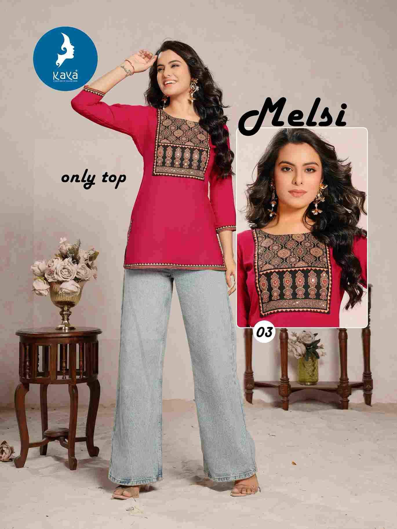 Melsi By Kaya 01 To 08 Series Designer Stylish Fancy Colorful Beautiful Party Wear & Ethnic Wear Collection Rayon Tops At Wholesale Price