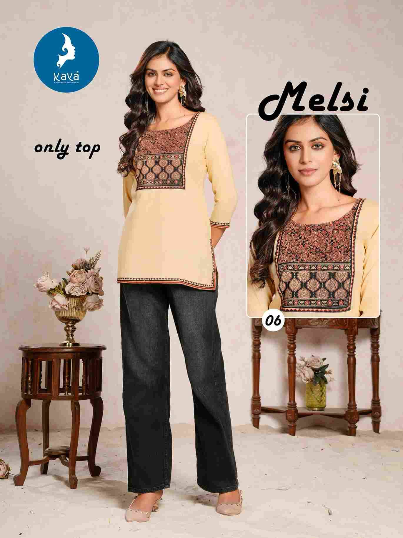 Melsi By Kaya 01 To 08 Series Designer Stylish Fancy Colorful Beautiful Party Wear & Ethnic Wear Collection Rayon Tops At Wholesale Price