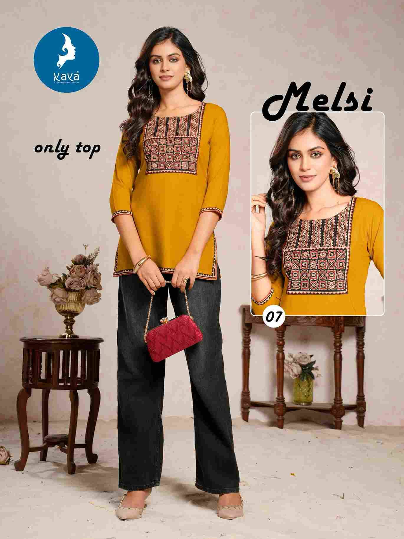 Melsi By Kaya 01 To 08 Series Designer Stylish Fancy Colorful Beautiful Party Wear & Ethnic Wear Collection Rayon Tops At Wholesale Price