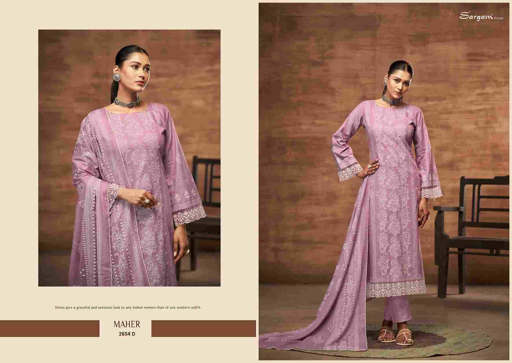 Maher By Sargam Prints 2654-A To 2654-D Series Beautiful Festive Suits Colorful Stylish Fancy Casual Wear & Ethnic Wear Pure Lawn Cotton Dresses At Wholesale Price