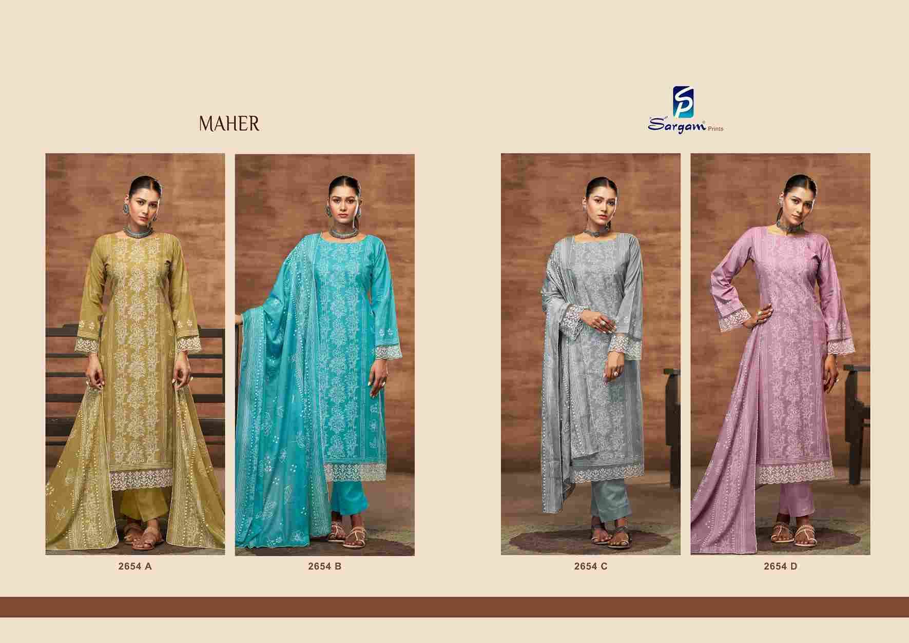 Maher By Sargam Prints 2654-A To 2654-D Series Beautiful Festive Suits Colorful Stylish Fancy Casual Wear & Ethnic Wear Pure Lawn Cotton Dresses At Wholesale Price