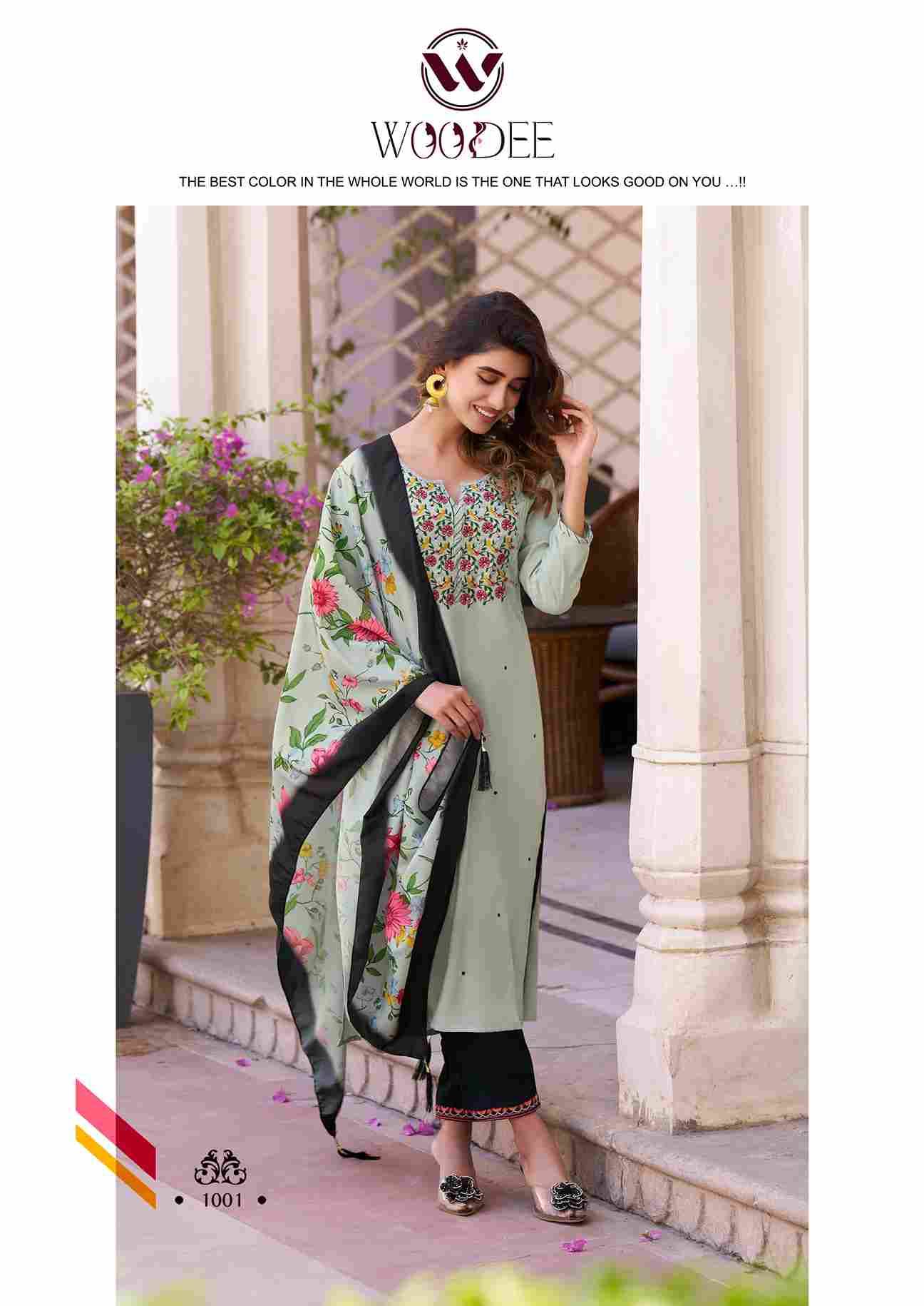Siyoni By Woodee 1001 To 1006 Series Beautiful Stylish Festive Suits Fancy Colorful Casual Wear & Ethnic Wear & Ready To Wear Rayon Dresses At Wholesale Price