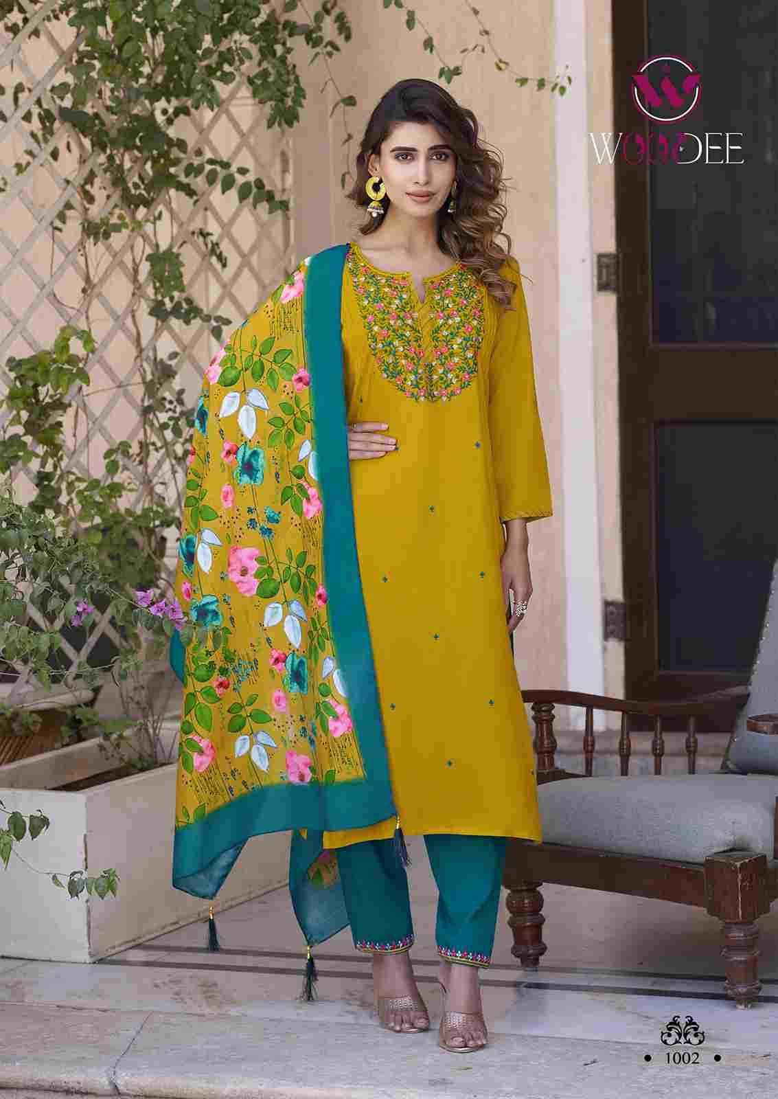 Siyoni By Woodee 1001 To 1006 Series Beautiful Stylish Festive Suits Fancy Colorful Casual Wear & Ethnic Wear & Ready To Wear Rayon Dresses At Wholesale Price