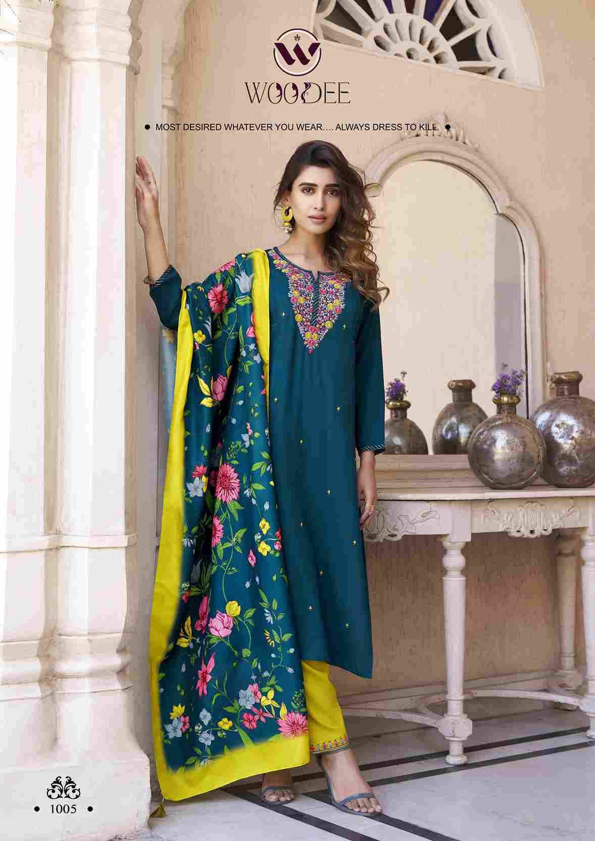 Siyoni By Woodee 1001 To 1006 Series Beautiful Stylish Festive Suits Fancy Colorful Casual Wear & Ethnic Wear & Ready To Wear Rayon Dresses At Wholesale Price