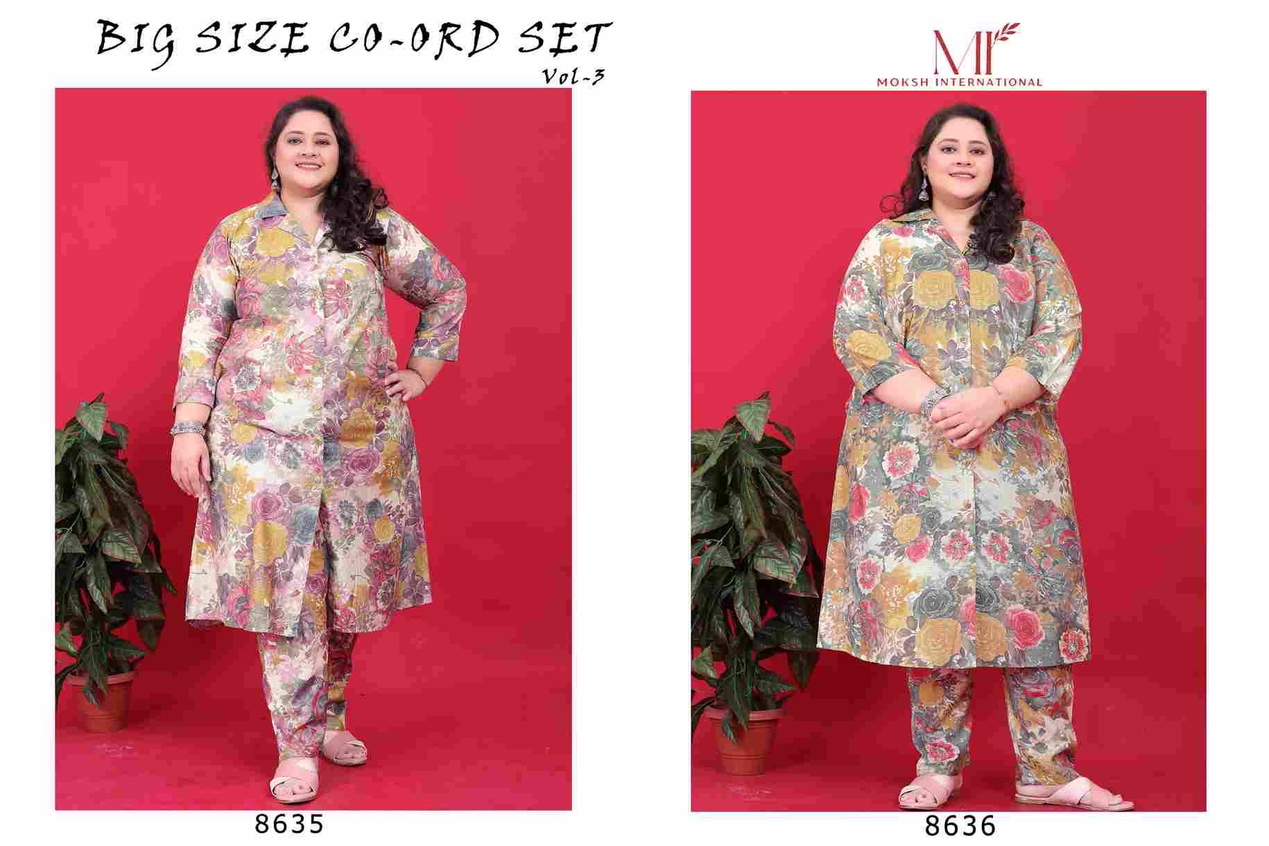Big Size Co-Ord Set Vol-3 By Moksh International 8635 To 8636 Series Designer Stylish Fancy Colorful Beautiful Party Wear & Ethnic Wear Collection Fancy Co-Ords At Wholesale Price