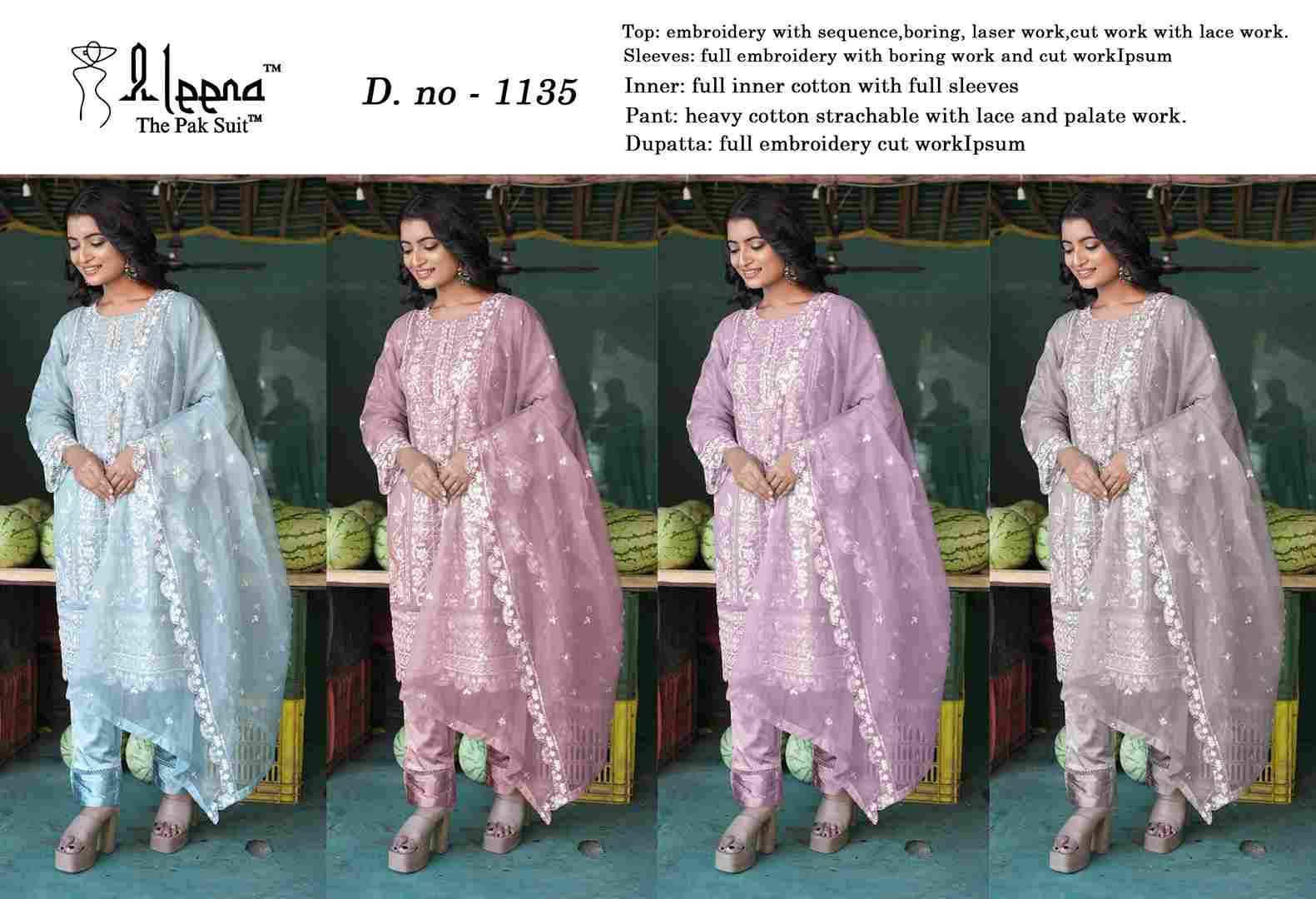 Aleena 1135 Colours By Aleena 1135-A To 1135-D Series Beautiful Pakistani Suits Stylish Fancy Colorful Party Wear & Occasional Wear Fancy Embroidered Dresses At Wholesale Price