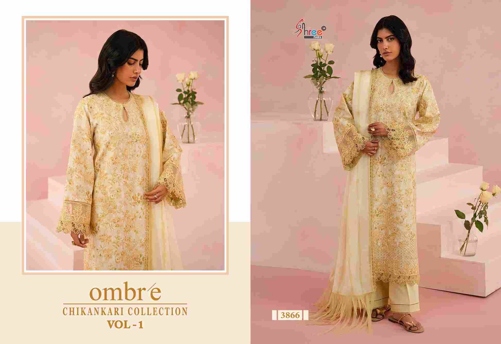Ombre Chikankari Collection Vol-1 By Shree Fabs 3861 To 3868 Series Designer Pakistani Suits Collection Beautiful Stylish Fancy Colorful Party Wear & Ethnic Wear Pure Viscose With Pure Cotton With Embroidery Dresses At Wholesale Price