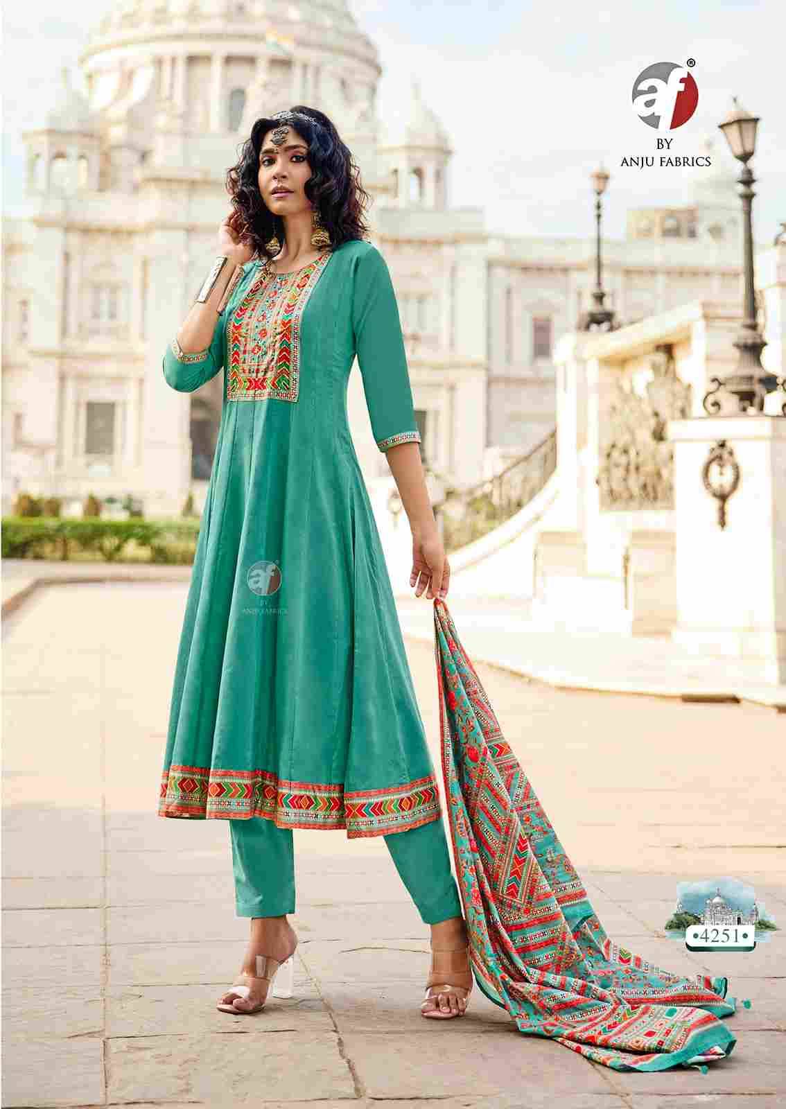 Cotton Kali By Anju Fabrics 4251 To 4254 Series Designer Festive Suits Collection Beautiful Stylish Fancy Colorful Party Wear & Occasional Wear Pure Cotton Dresses At Wholesale Price