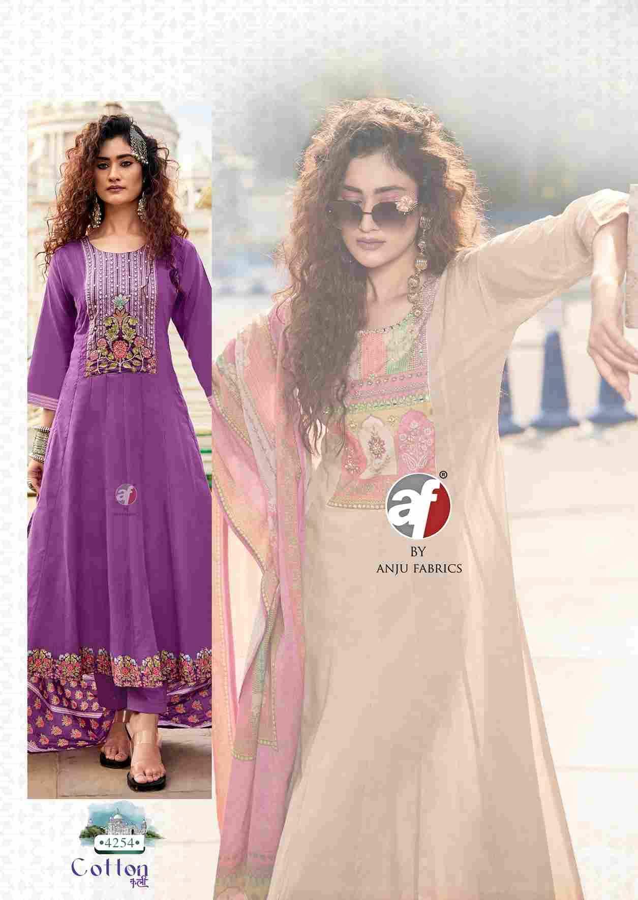 Cotton Kali By Anju Fabrics 4251 To 4254 Series Designer Festive Suits Collection Beautiful Stylish Fancy Colorful Party Wear & Occasional Wear Pure Cotton Dresses At Wholesale Price