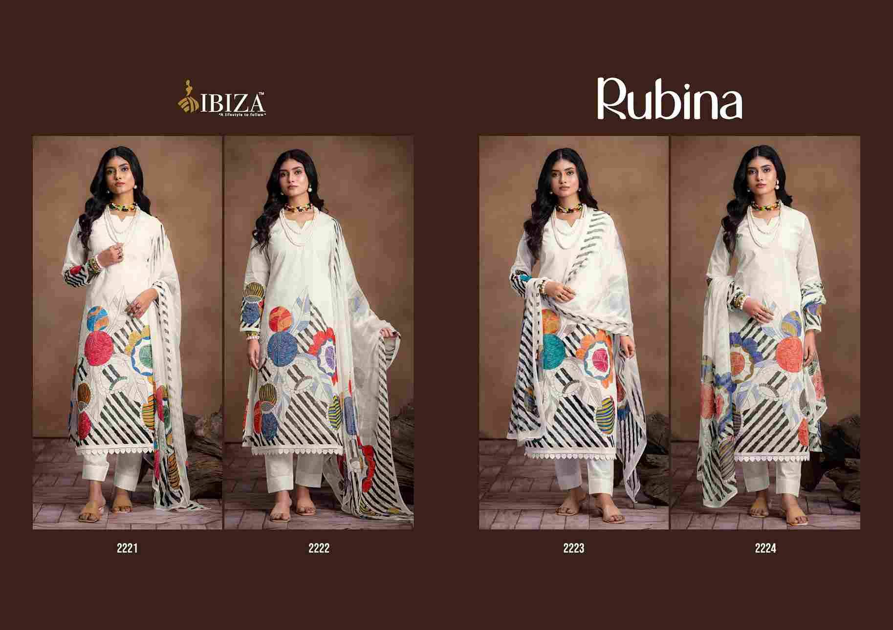 Rubina By Ibiza 2221 To 2224 Series Beautiful Festive Suits Colorful Stylish Fancy Casual Wear & Ethnic Wear Pure Organza Dresses At Wholesale Price