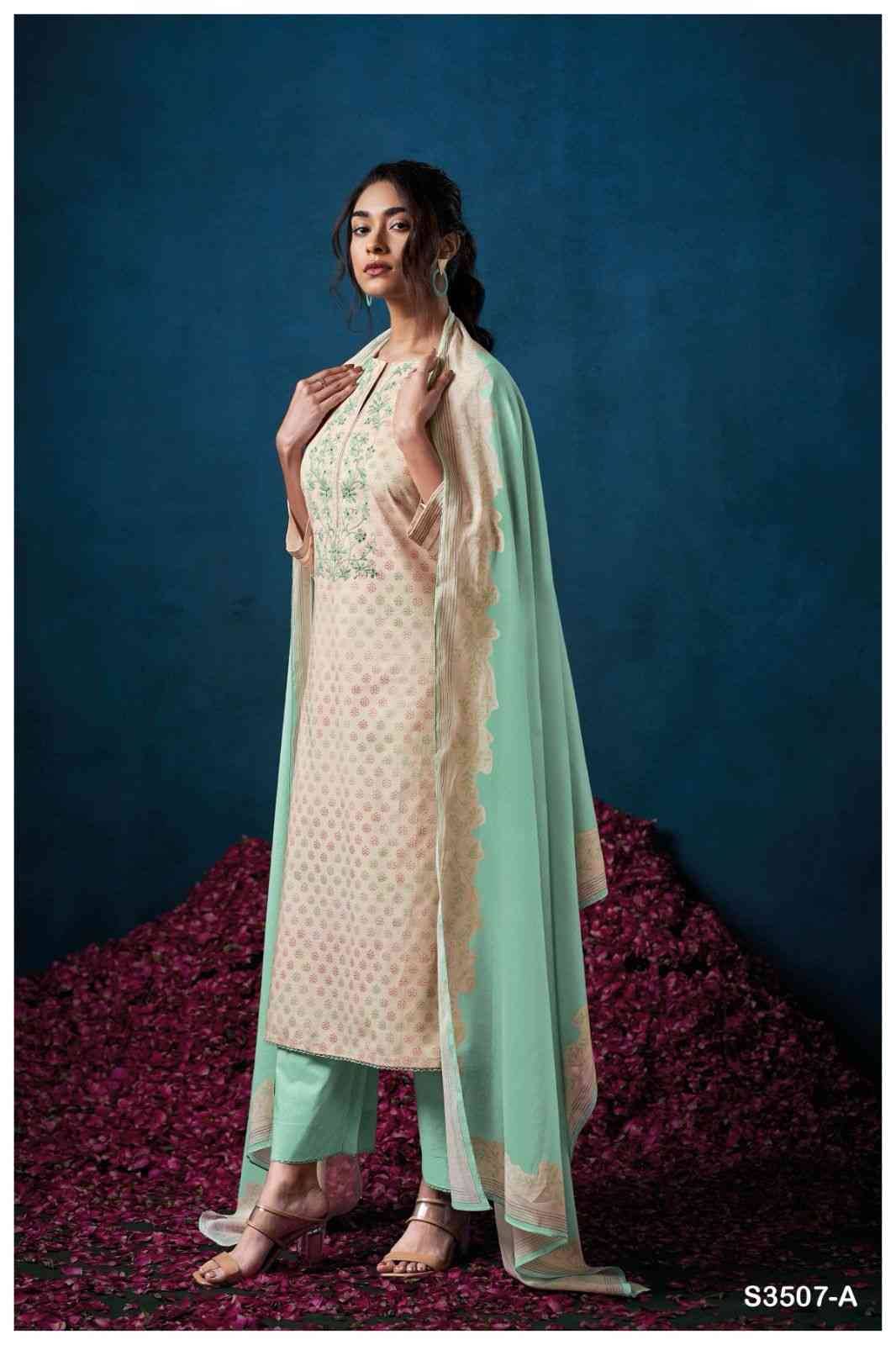 Falyn-3507 By Ganga Fashion 3507-A To 3507-C Series Beautiful Festive Suits Colorful Stylish Fancy Casual Wear & Ethnic Wear Cotton Dresses At Wholesale Price