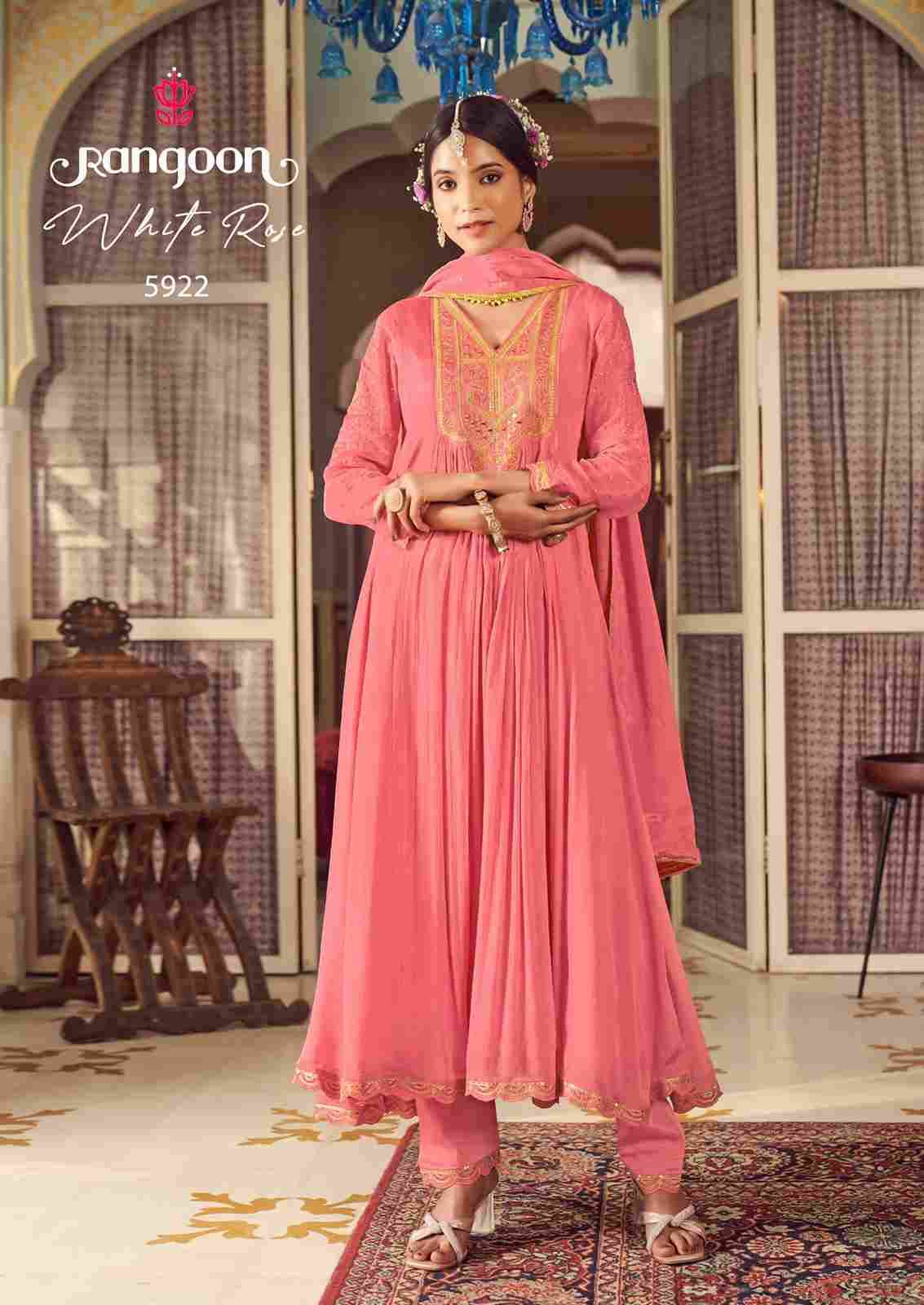 White Rose By Rangoon 5921 To 5924 Series Designer Festive Suits Beautiful Stylish Fancy Colorful Party Wear & Occasional Wear Chinnon Dresses At Wholesale Price