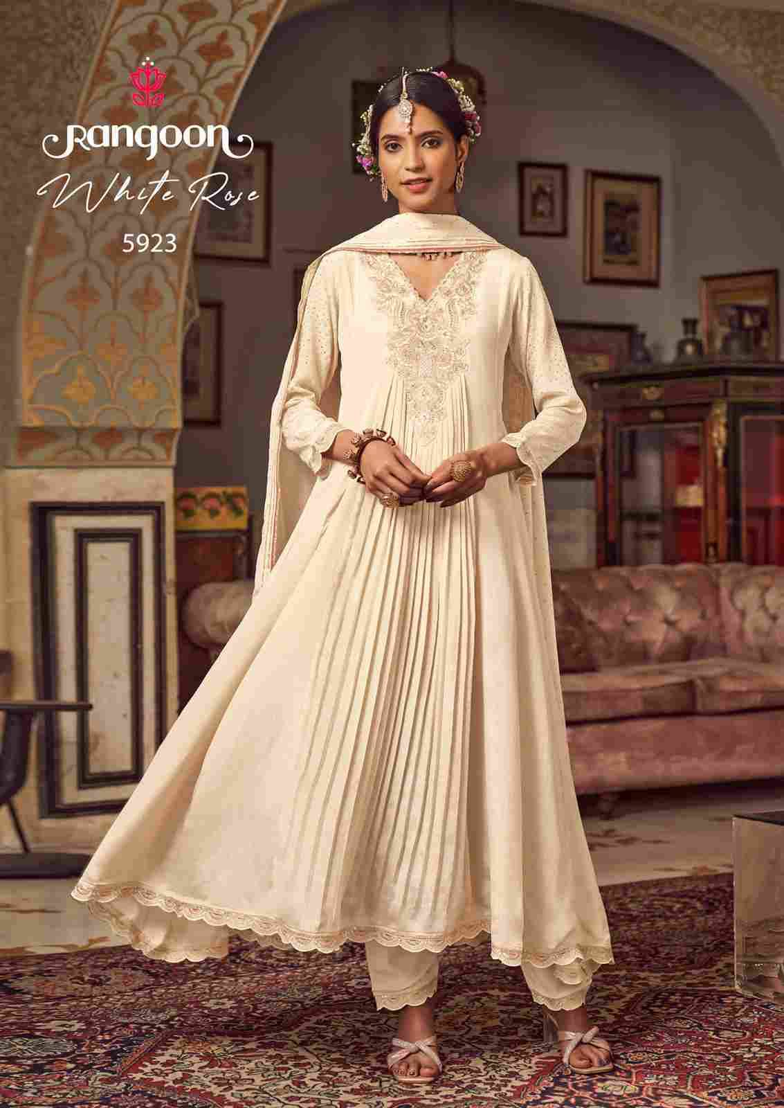 White Rose By Rangoon 5921 To 5924 Series Designer Festive Suits Beautiful Stylish Fancy Colorful Party Wear & Occasional Wear Chinnon Dresses At Wholesale Price