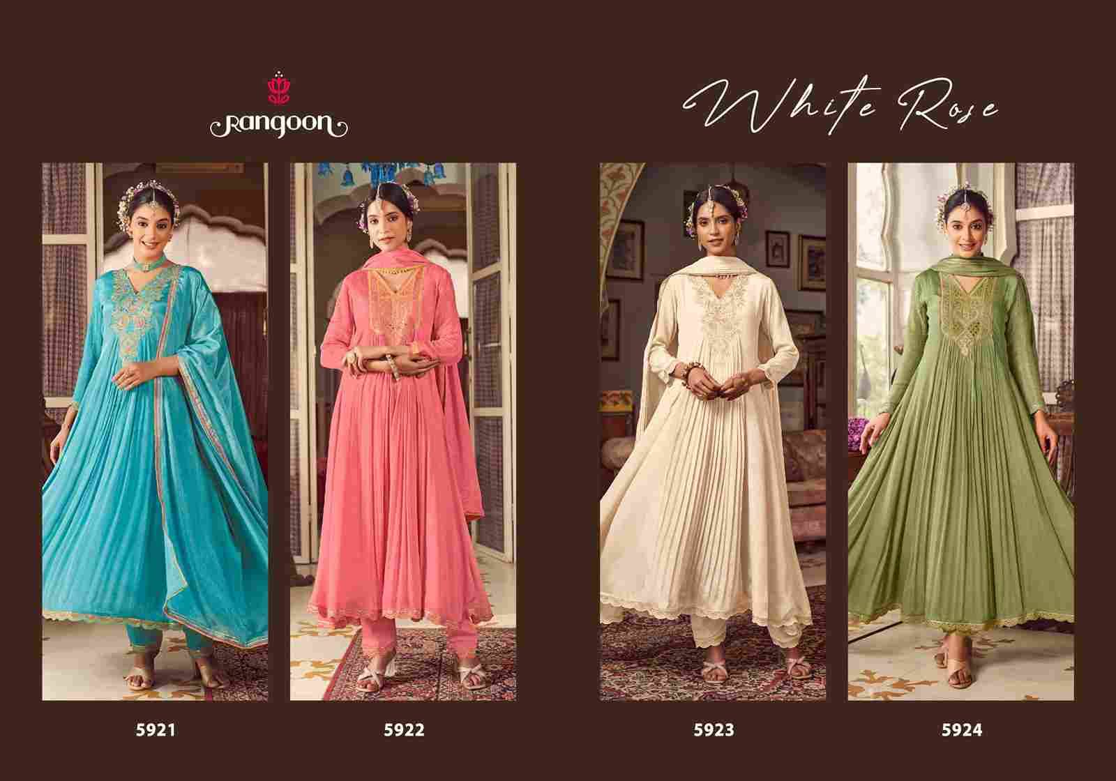 White Rose By Rangoon 5921 To 5924 Series Designer Festive Suits Beautiful Stylish Fancy Colorful Party Wear & Occasional Wear Chinnon Dresses At Wholesale Price