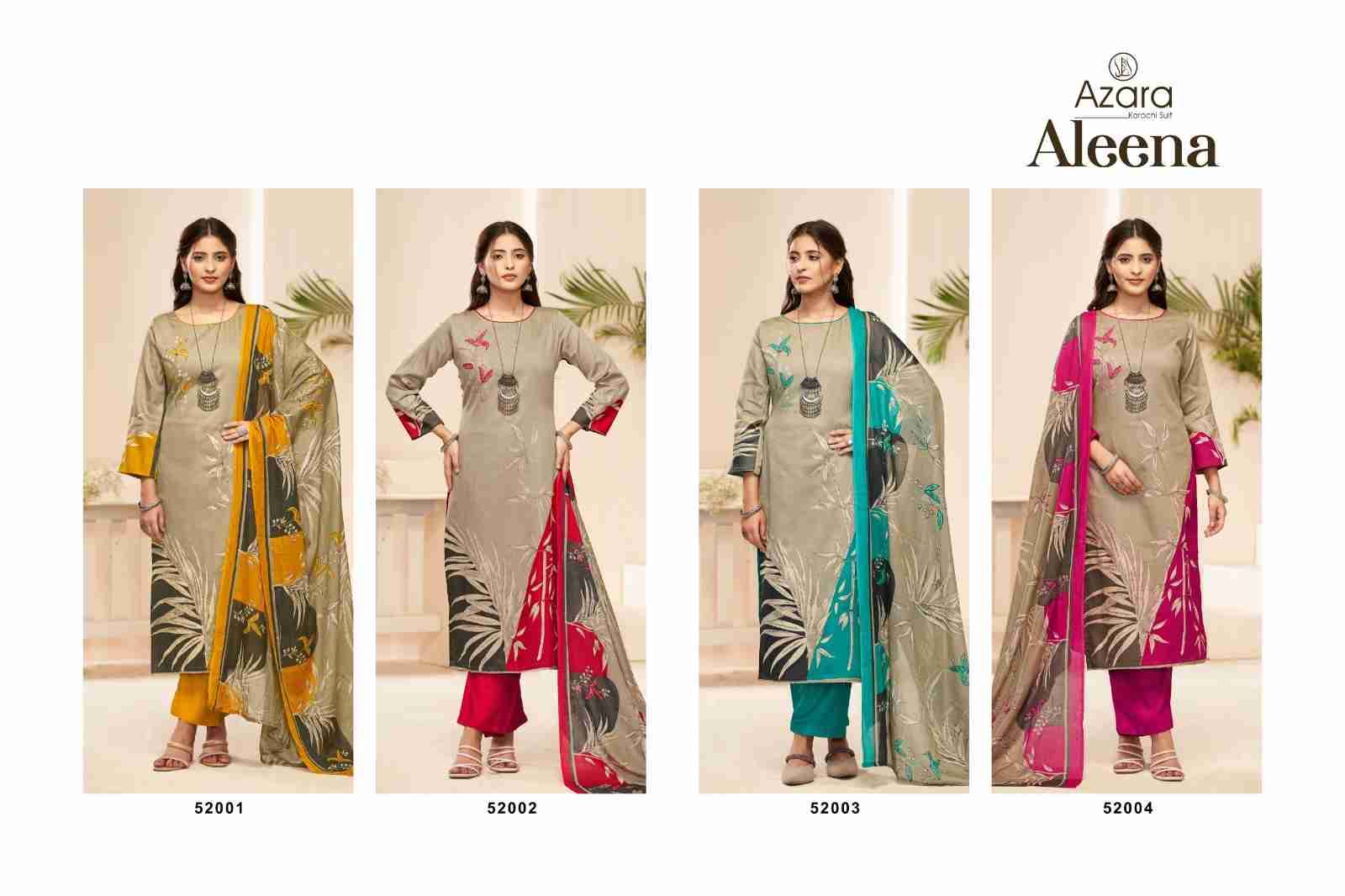 Aleena By Azara 52001 To 52004 Series Beautiful Festive Suits Stylish Fancy Colorful Casual Wear & Ethnic Wear Pure Jam Cotton Dresses At Wholesale Price
