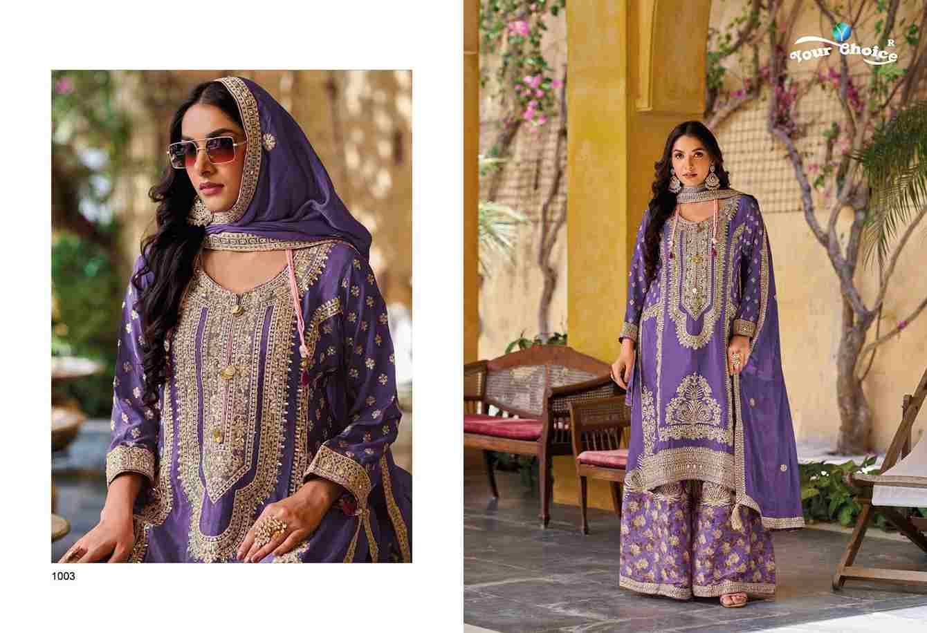 Fame By Your Choice 1001 To 1003 Series Designer Festive Suits Collection Beautiful Stylish Fancy Colorful Party Wear & Occasional Wear Chinnon Dresses At Wholesale Price