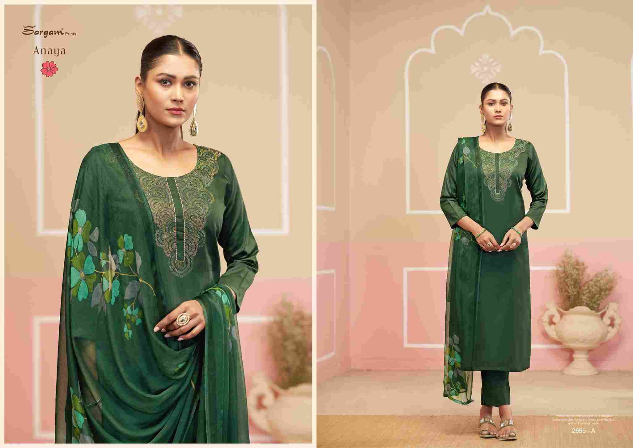 Anaya By Sargam Prints 2655-A To 2655-D Series Beautiful Festive Suits Stylish Fancy Colorful Casual Wear & Ethnic Wear Pure Jam Dresses At Wholesale Price