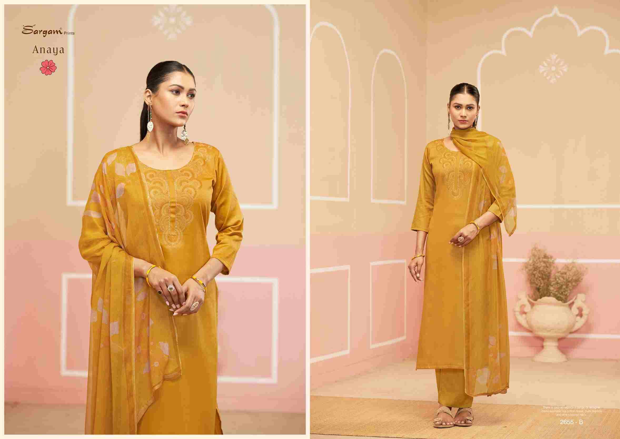 Anaya By Sargam Prints 2655-A To 2655-D Series Beautiful Festive Suits Stylish Fancy Colorful Casual Wear & Ethnic Wear Pure Jam Dresses At Wholesale Price