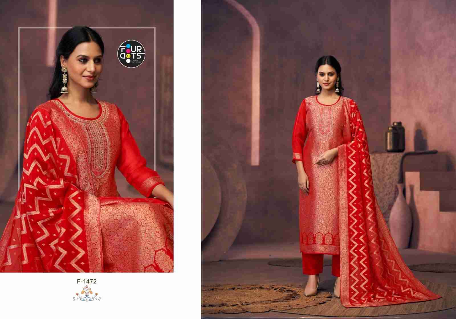 Magadhi By Four Dots 1471 To 1474 Series Beautiful Stylish Festive Suits Fancy Colorful Casual Wear & Ethnic Wear & Ready To Wear Viscose Organza Jacquard Dresses At Wholesale Price