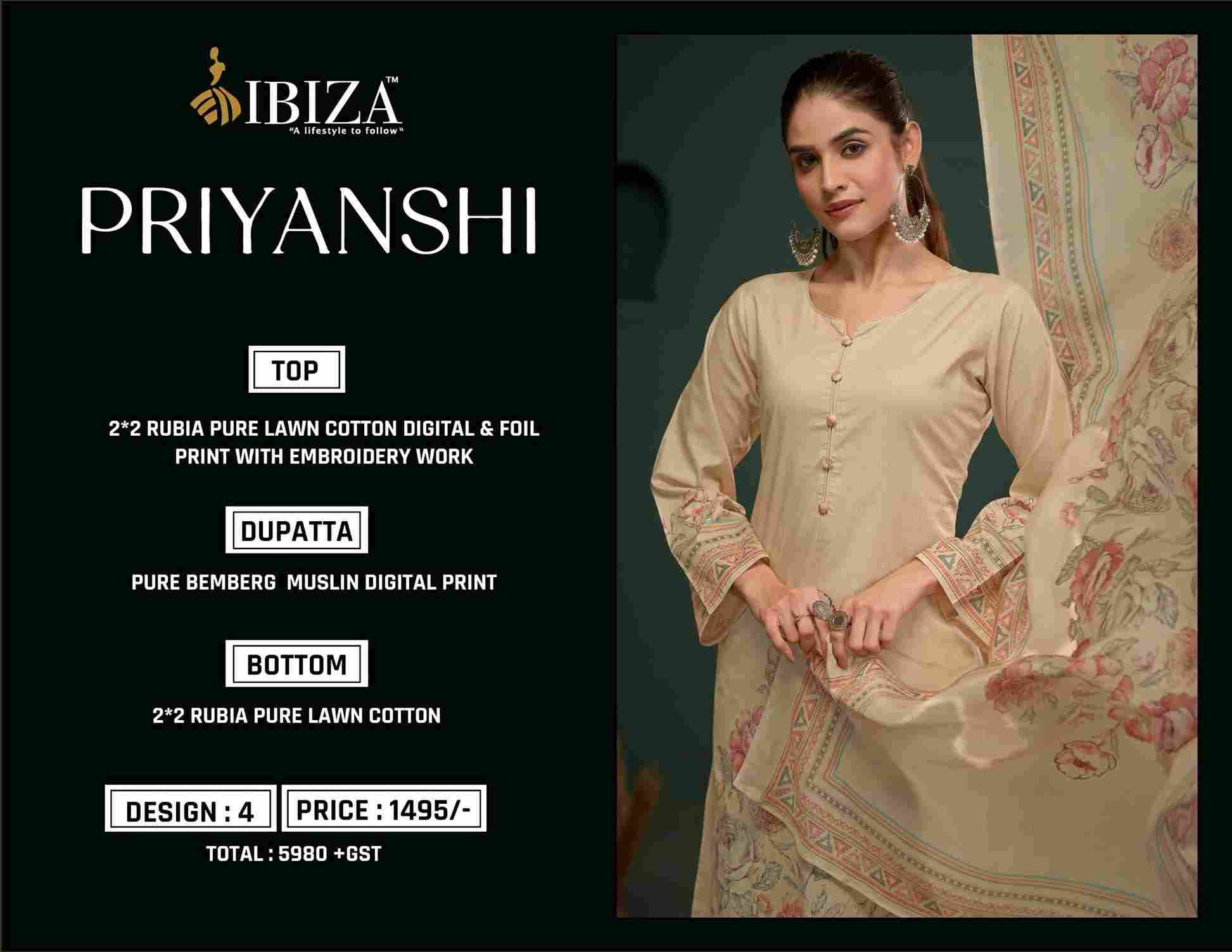 Priyanshi By Ibiza 2271 To 2274 Series Beautiful Festive Suits Colorful Stylish Fancy Casual Wear & Ethnic Wear Pure Lawn Cotton Dresses At Wholesale Price